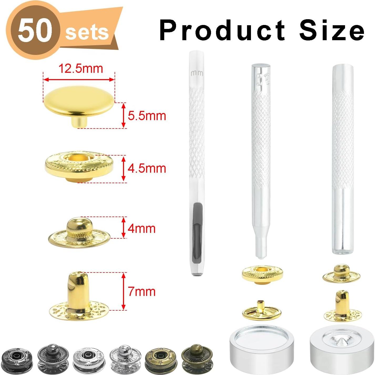 Kit de Botones a Presión CooBigo 50 Piezas 12mm Mezclado