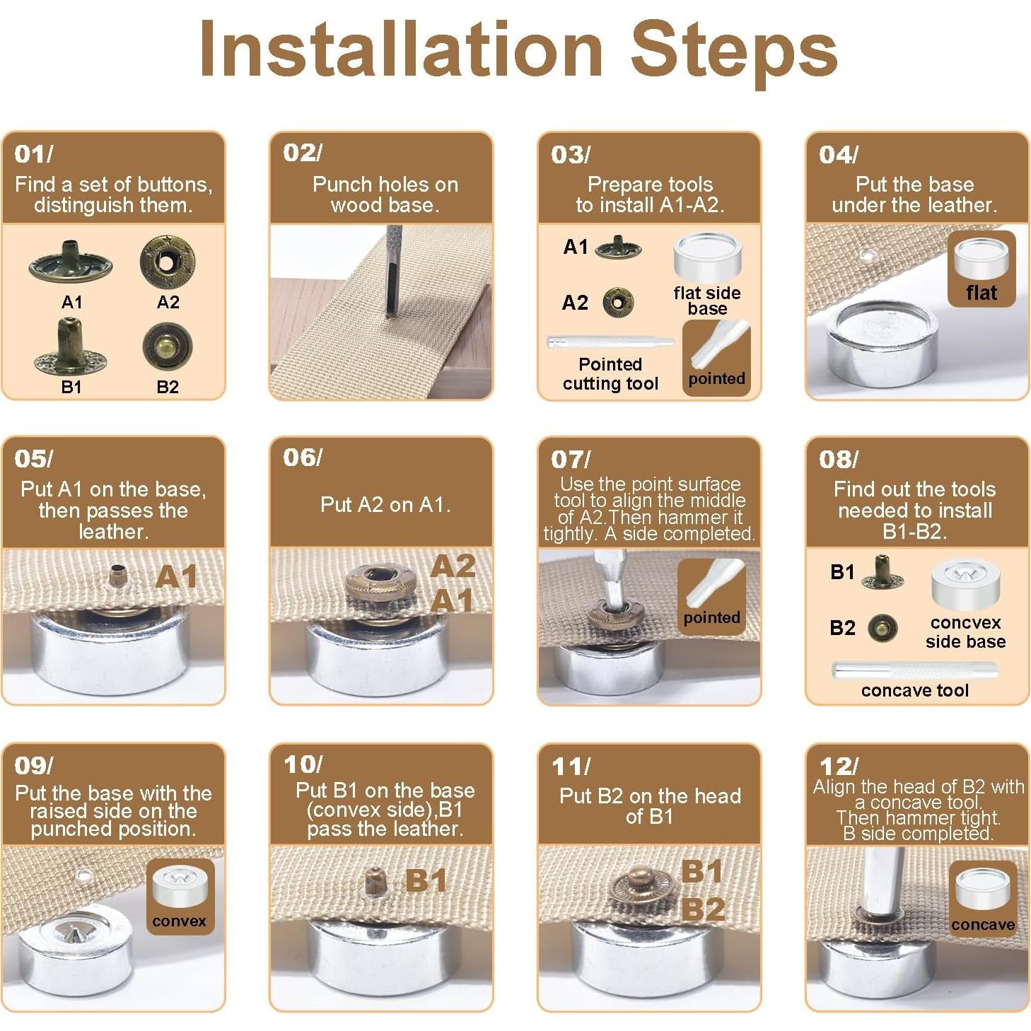 Kit de Botones a Presión CooBigo 50 Piezas 12mm Mezclado