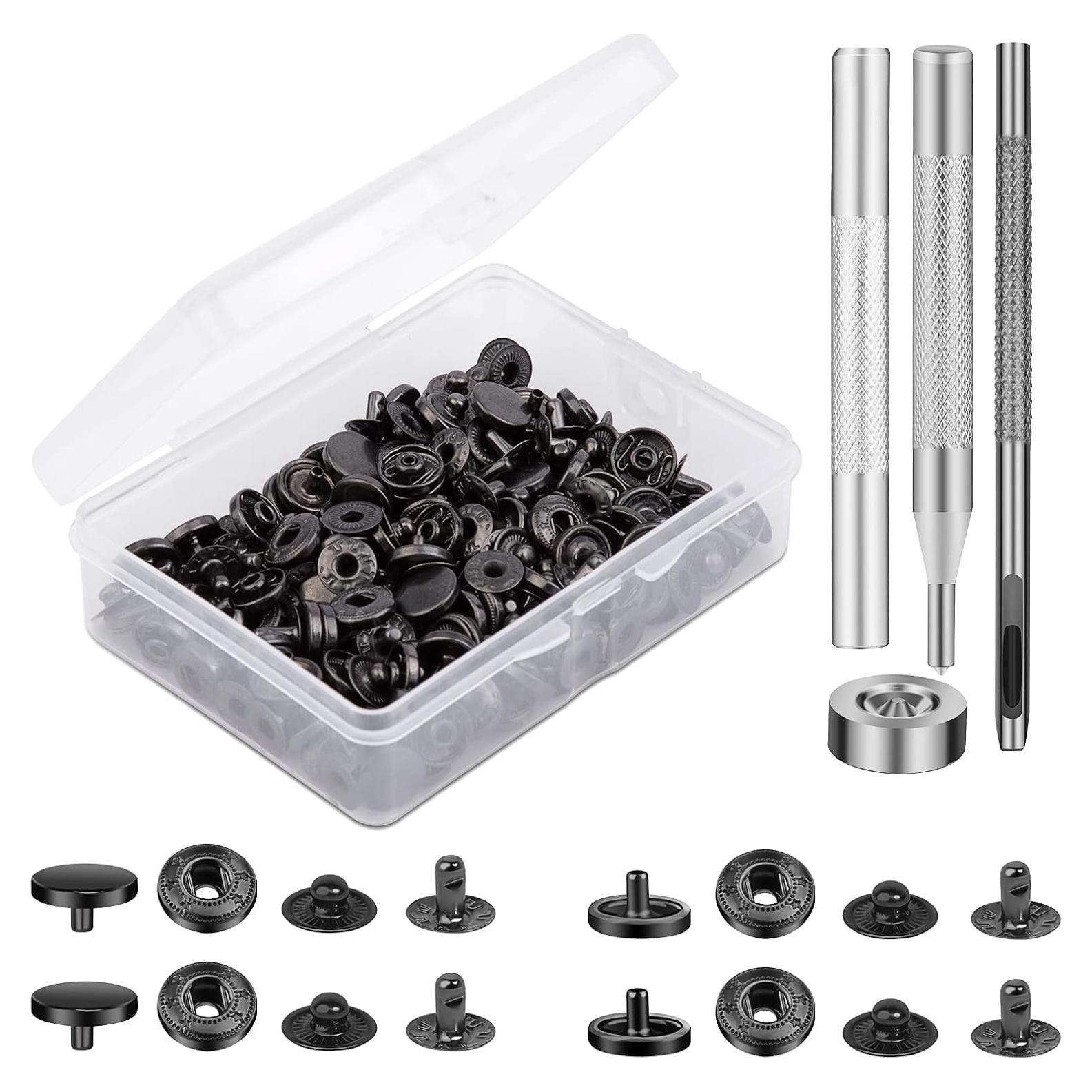 Kit de Botones a Presión TLKKUE 50 Piezas 10mm Metal Negro