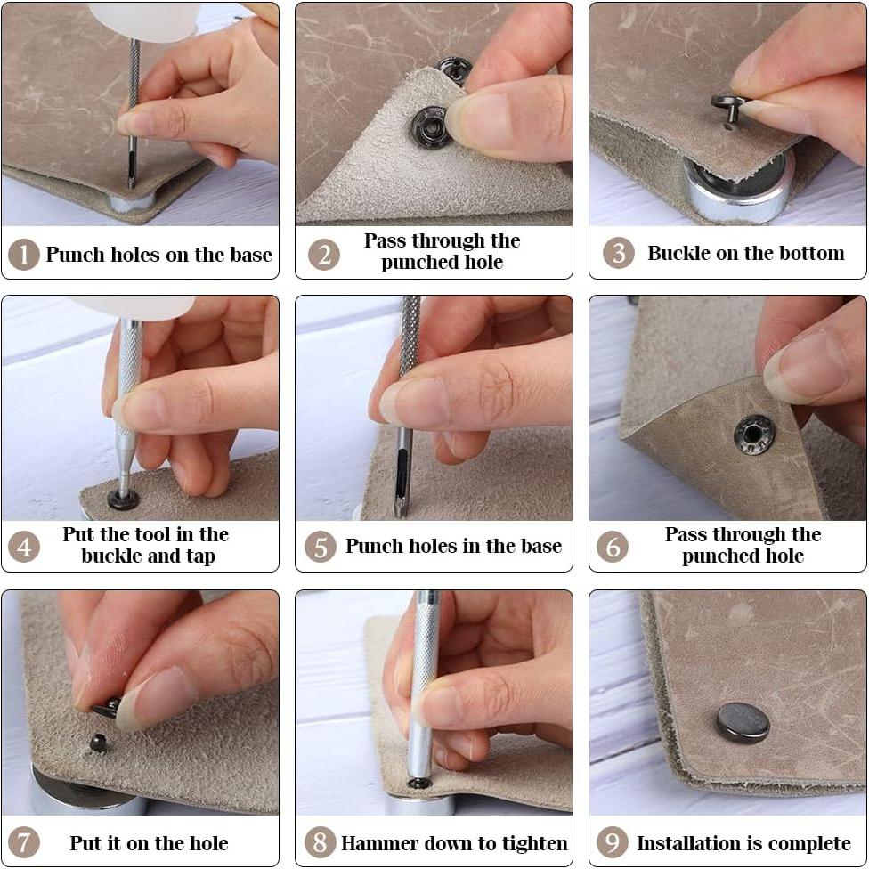 Kit de Botones a Presión TLKKUE 50 Piezas 10mm Metal Negro