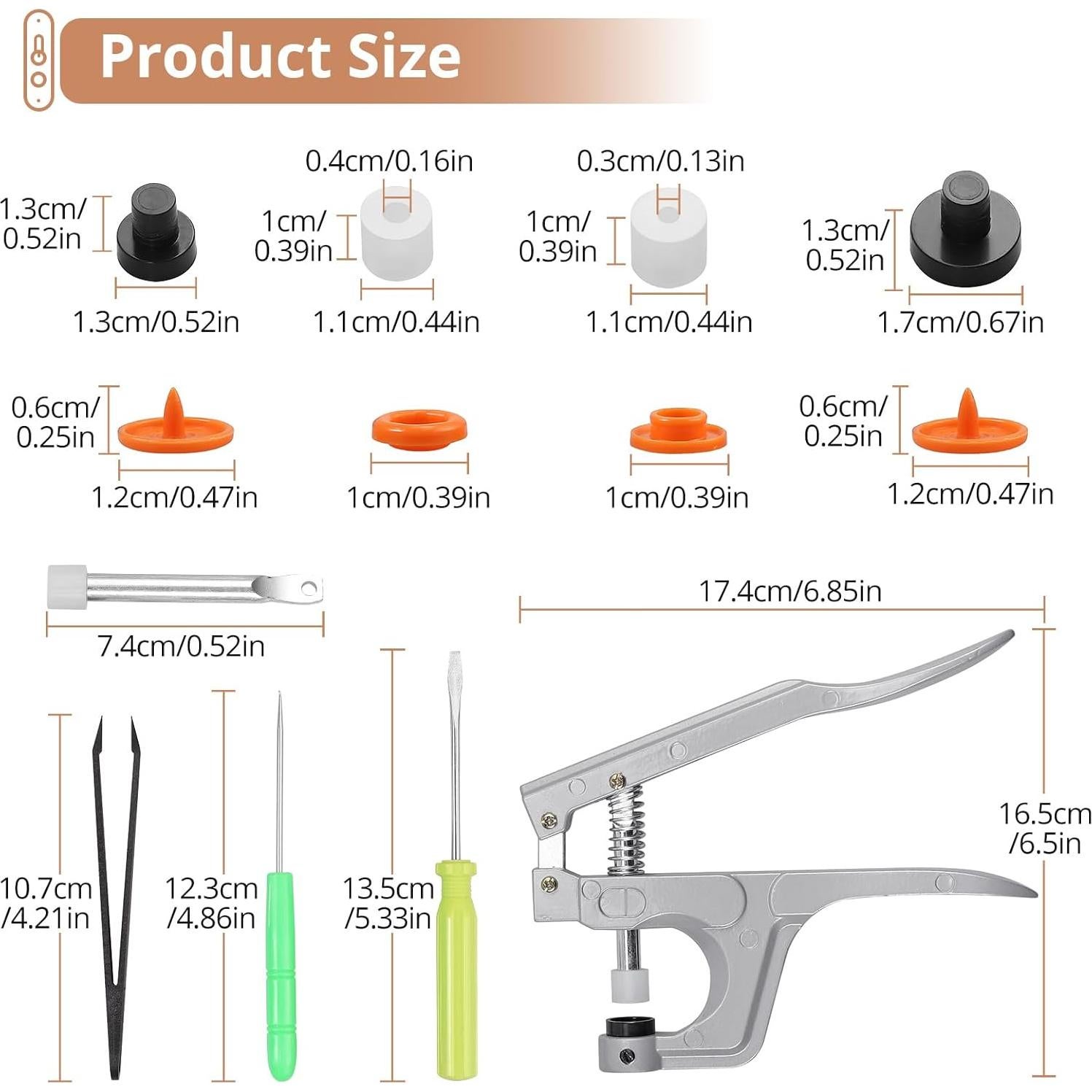 Kit de Botones a Presión Kamtop 408 Piezas 24 Colores