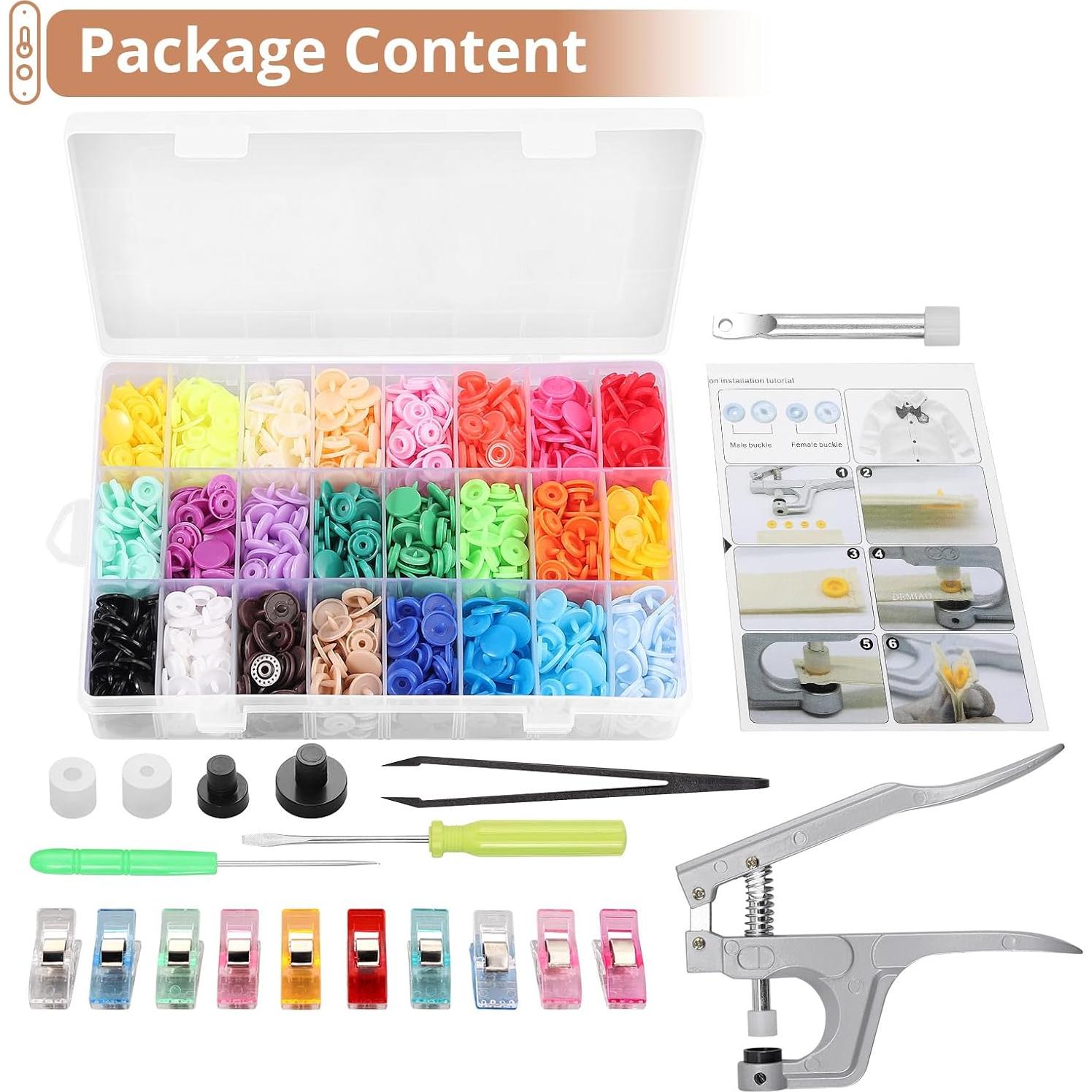 Kit de Botones a Presión Kamtop 408 Piezas 24 Colores