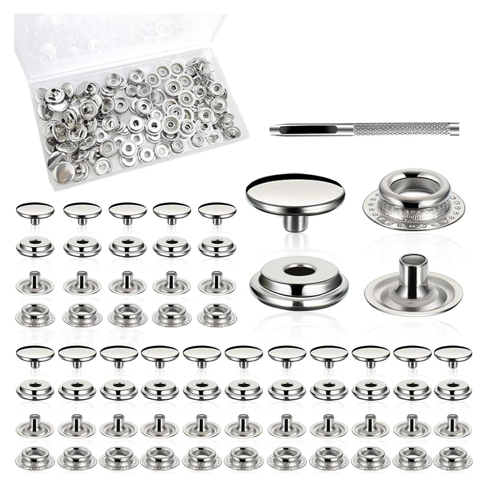 Kit de 200 Botones a Presión Acero Inoxidable Senylanhxy