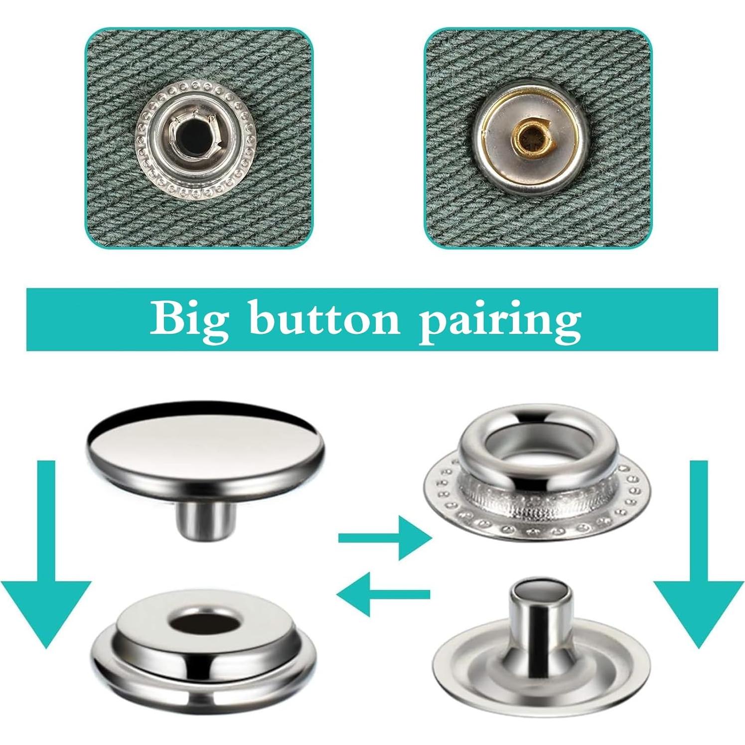 Kit de 200 Botones a Presión Acero Inoxidable Senylanhxy