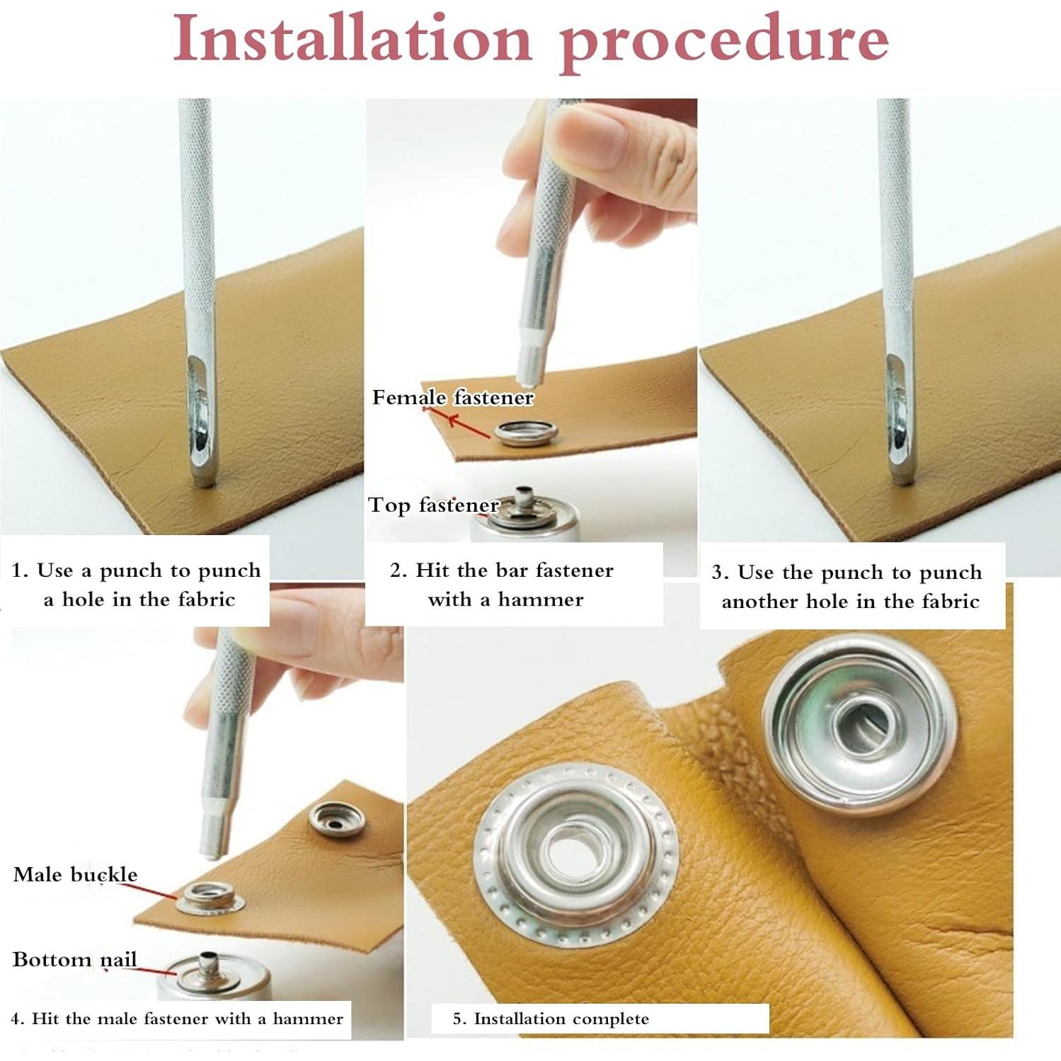 Kit de 200 Botones a Presión Acero Inoxidable Senylanhxy