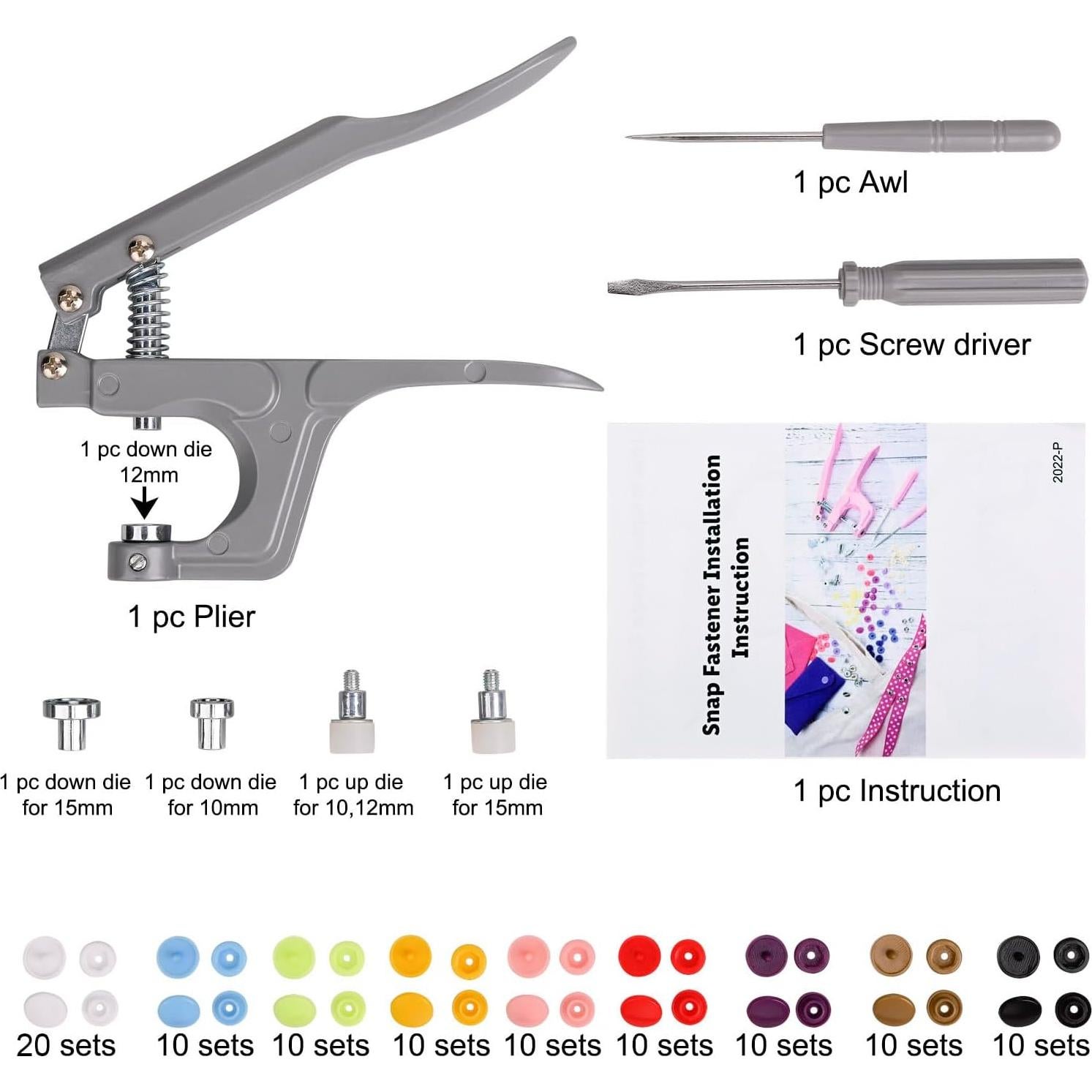 Kit de Broches de Plástico LBTEE con Alicate y 100 Juegos