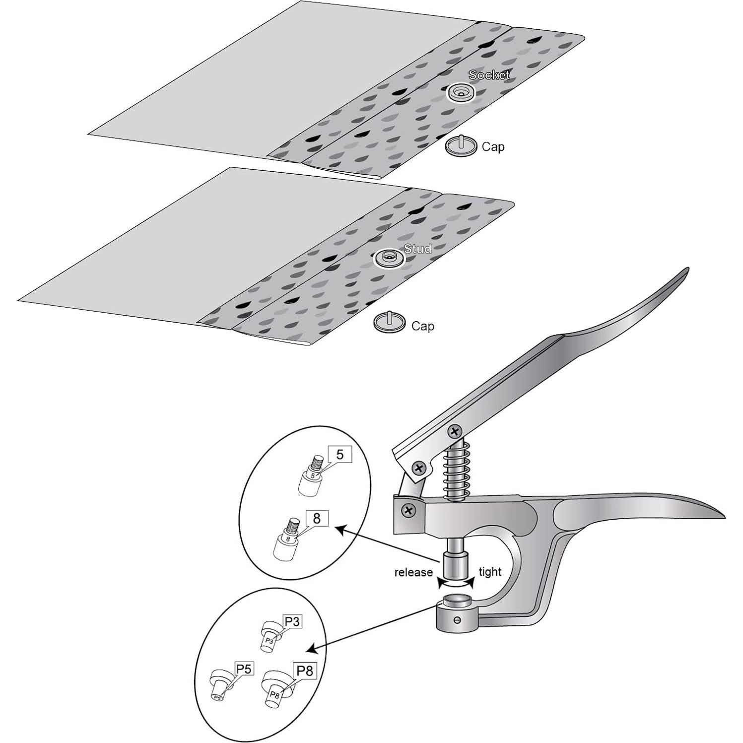 Kit de Broches de Plástico LBTEE con Alicate y 100 Juegos