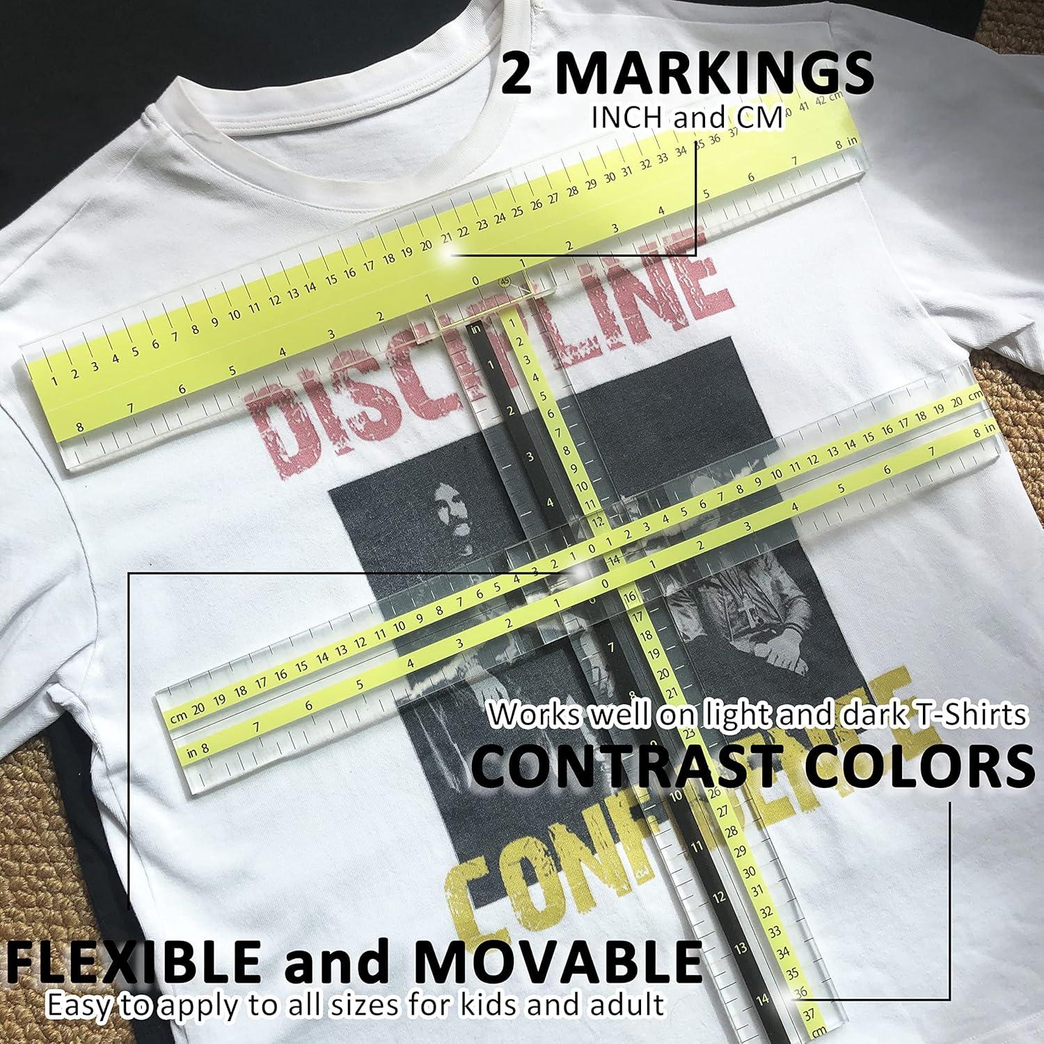 Regla de Alineación para Camisetas UPTTHOW 3 Pcs Acrílica 43x38 cm