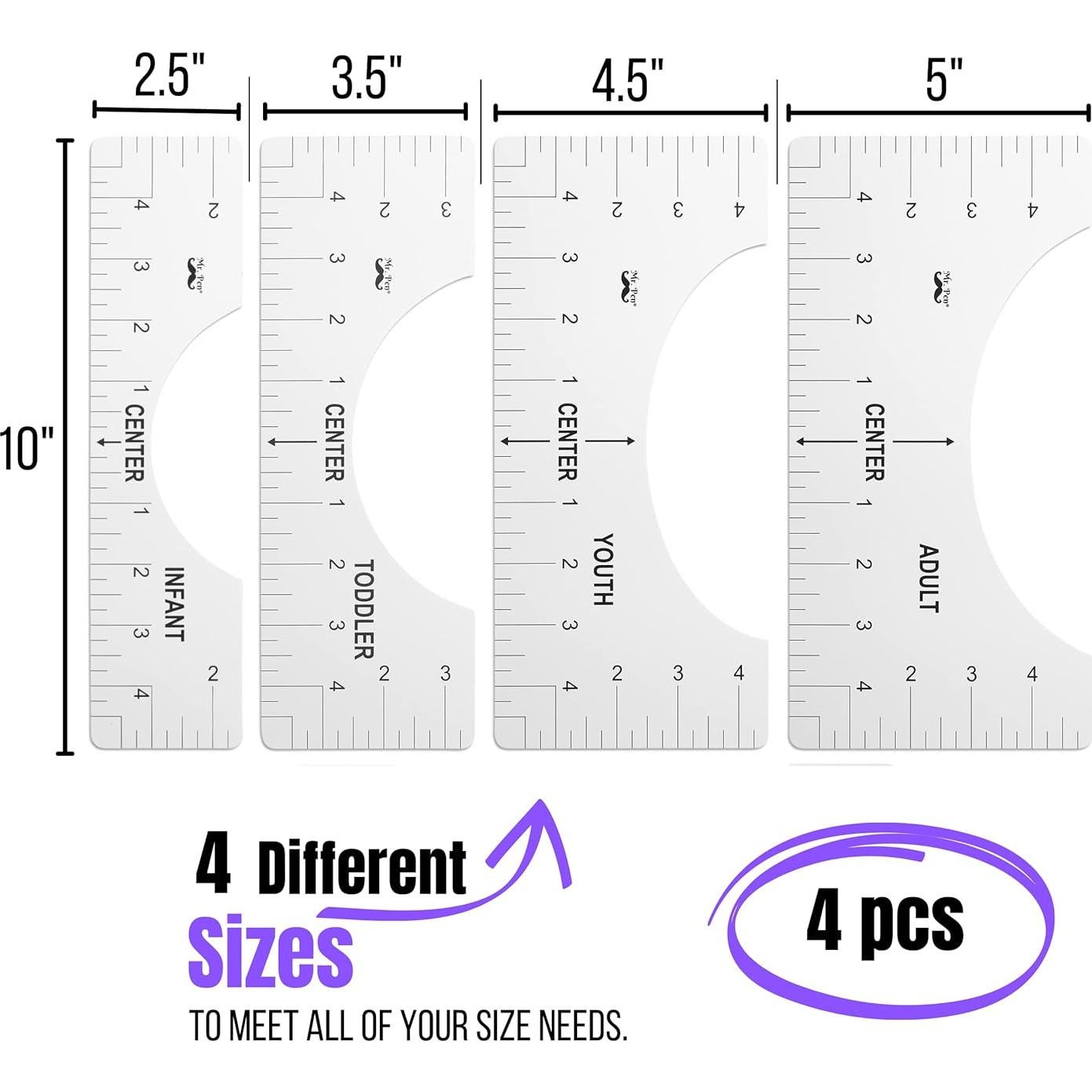 Regla de Alineación para Camisetas Mr. Pen - 4 Piezas PVC