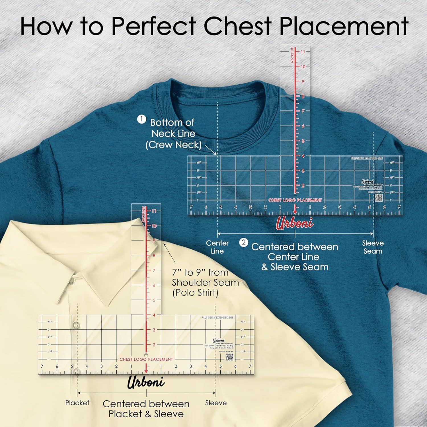 Regla de Colocación de Logo en Camisetas Urboni - Precisión Profesional