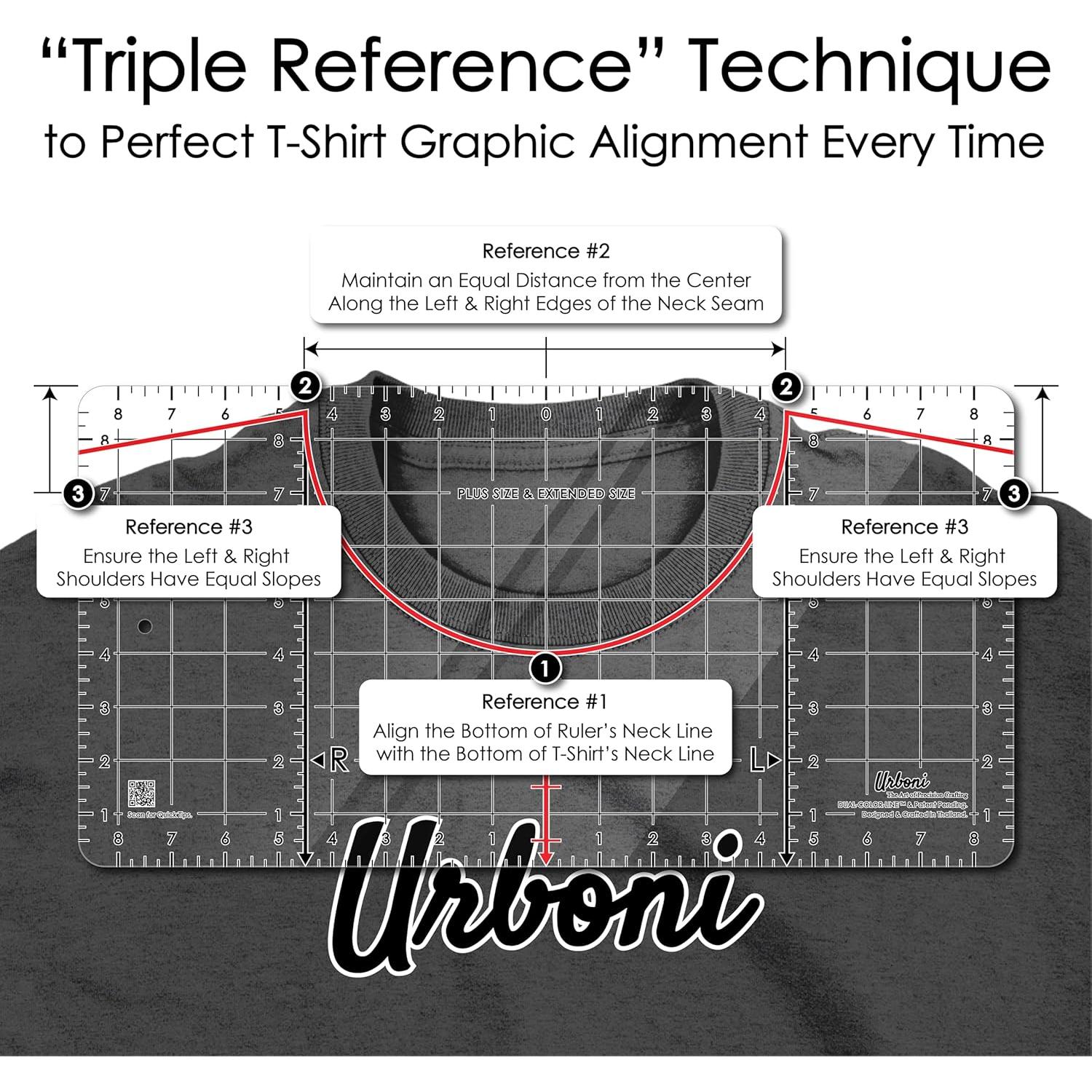 Guía de Regla para Camisetas Urboni - Alineación Perfecta 44.5cm