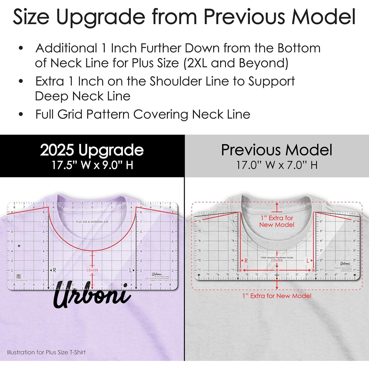 Guía de Regla para Camisetas Urboni - Alineación Perfecta 44.5cm