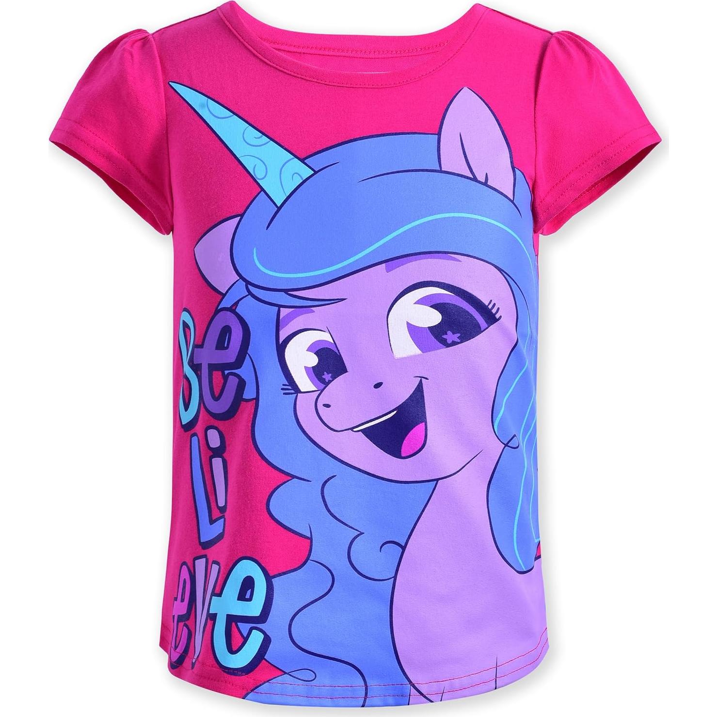 My Little Pony Girls 4 Pack Unicorn Short Sleeve T-Shirt for Big Kids