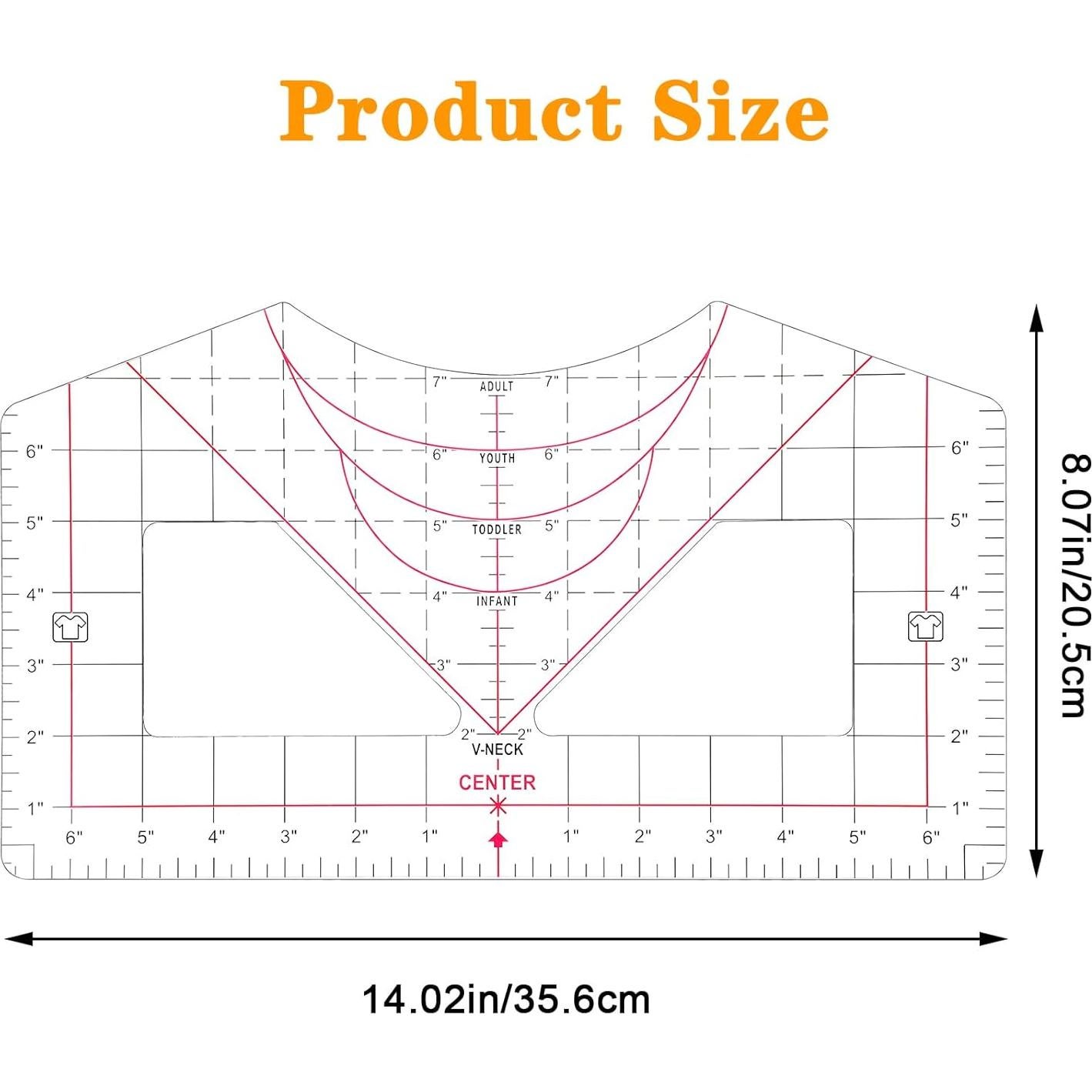 Guía de Regla para Camisetas 2Pcs Gjinxi - Medición Precisa
