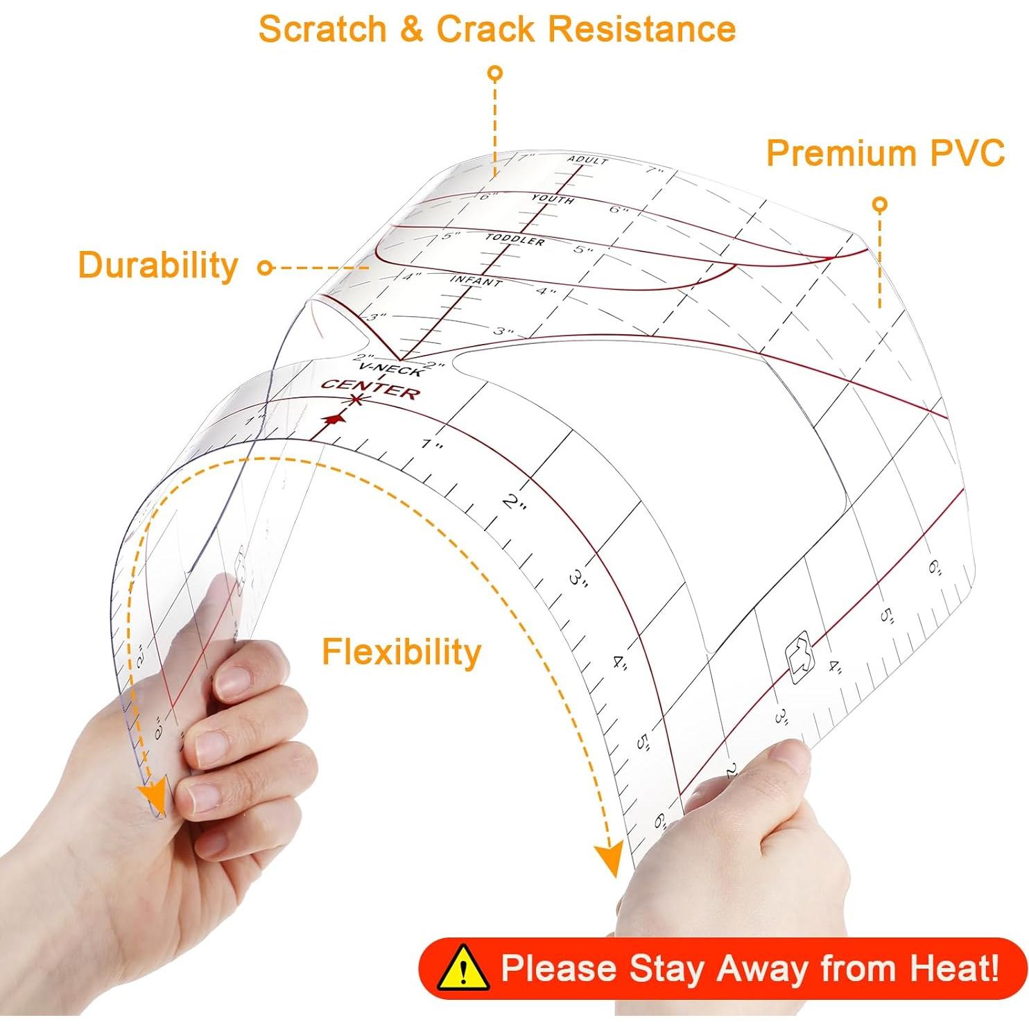 Guía de Regla para Camisetas 2Pcs Gjinxi - Medición Precisa