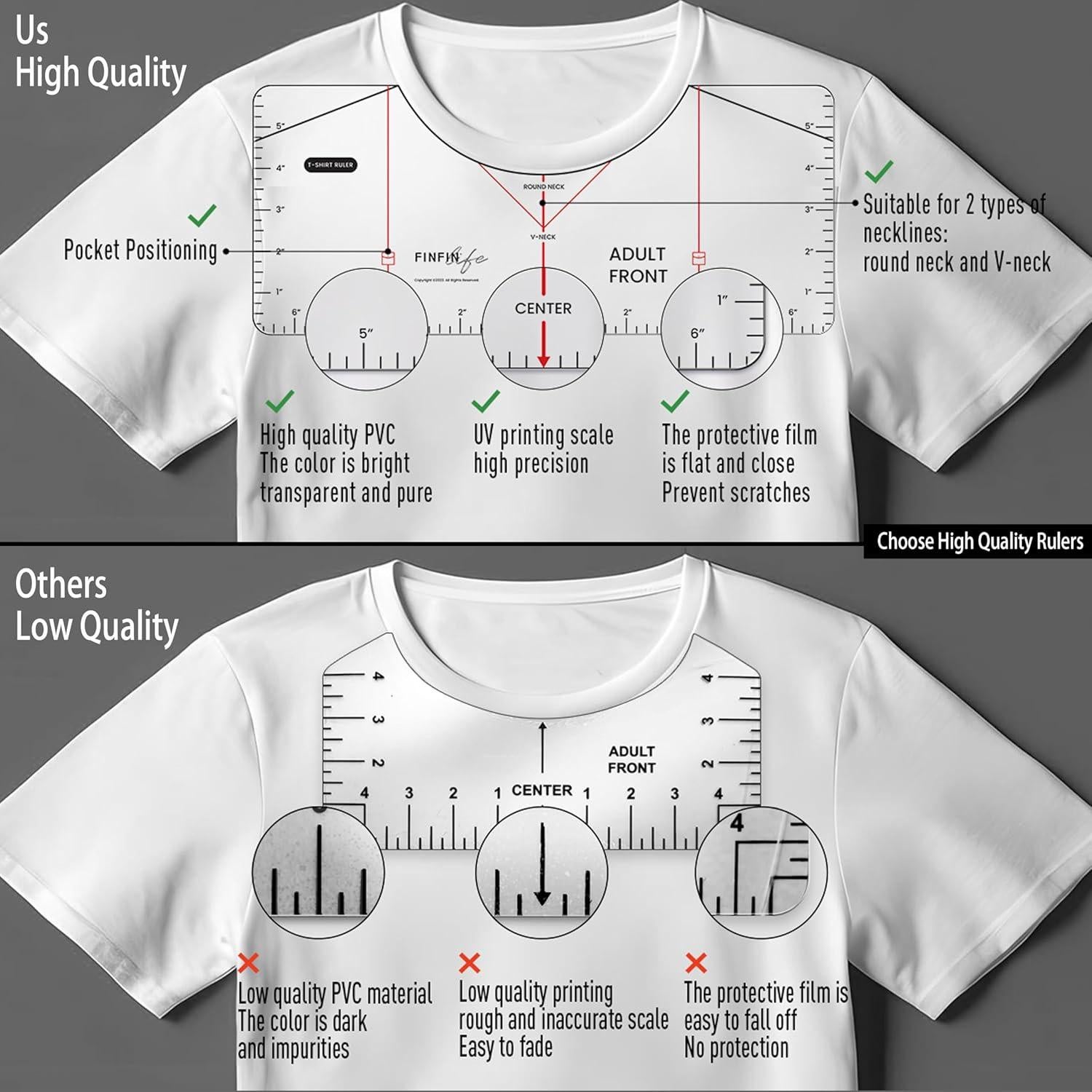 Regla de Alineación de Camisetas FINFIN 13 Piezas Precisión