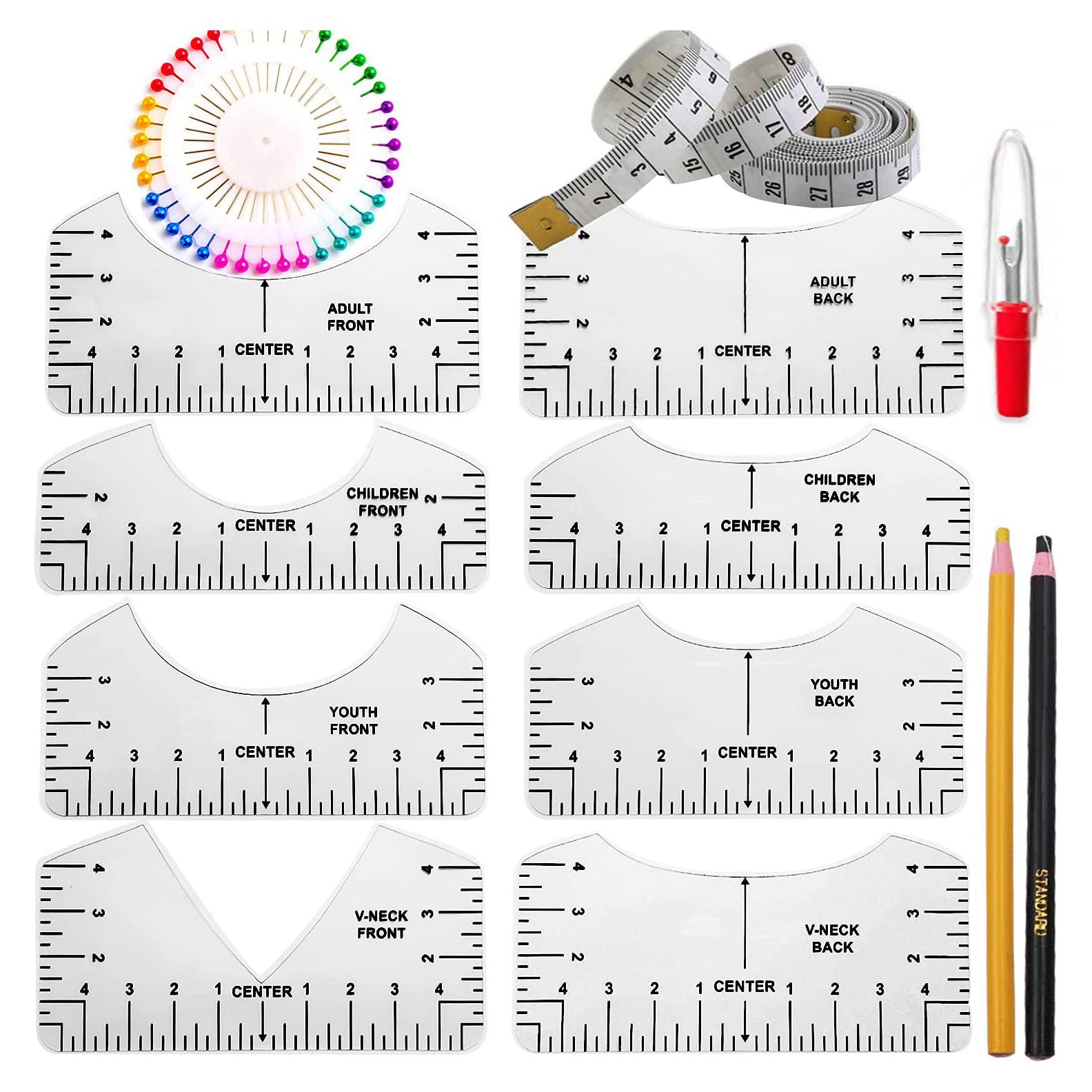 Kit de Reglas de Alineación para Camisetas LBttnny - 13 Piezas