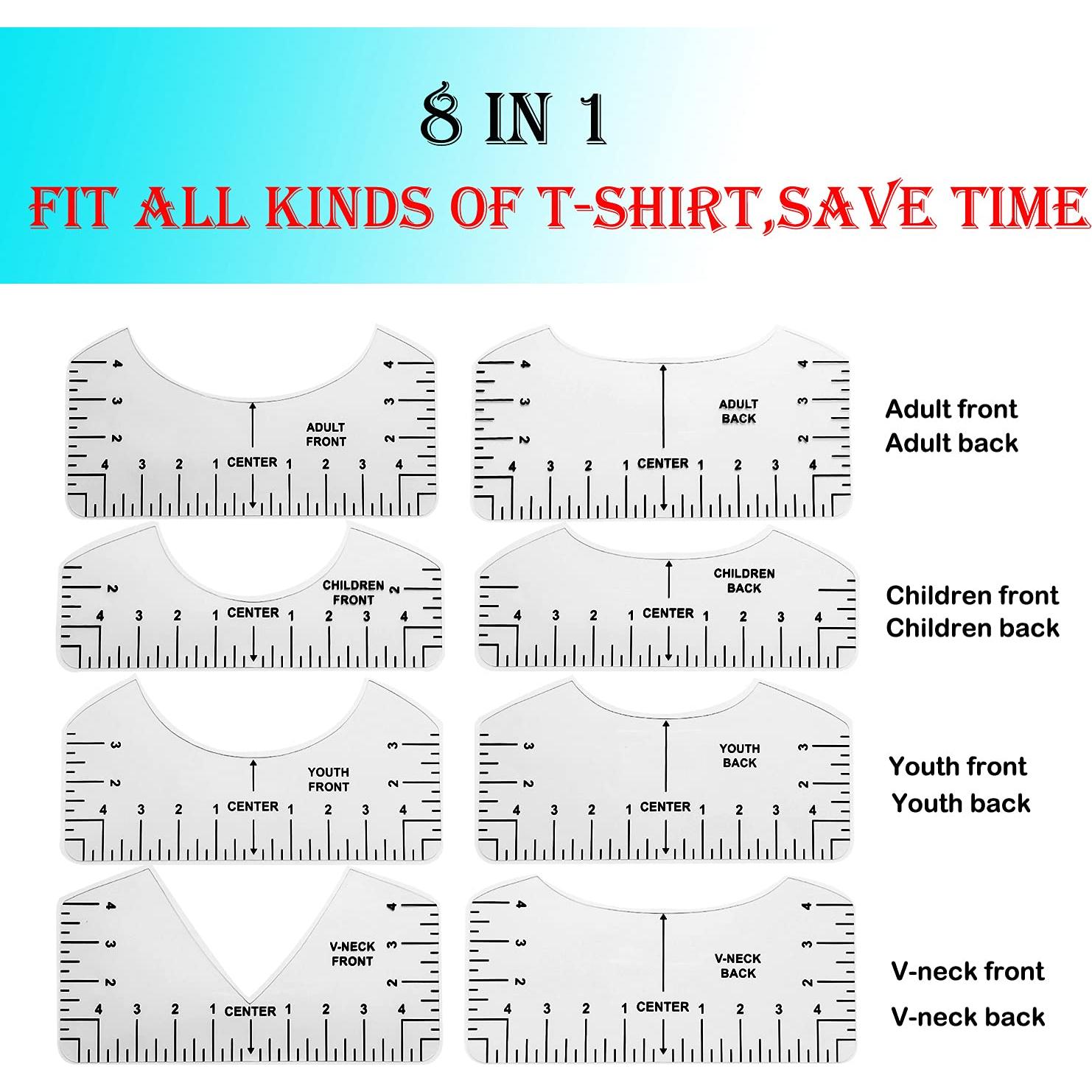 Kit de Reglas de Alineación para Camisetas LBttnny - 13 Piezas