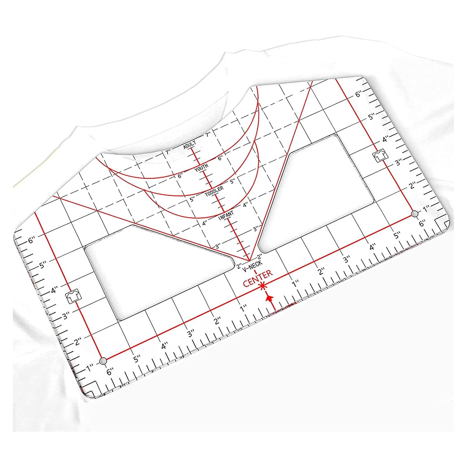 Guía de Regla para Camisetas Auvoau - Alineación Vinilo 32.5cm