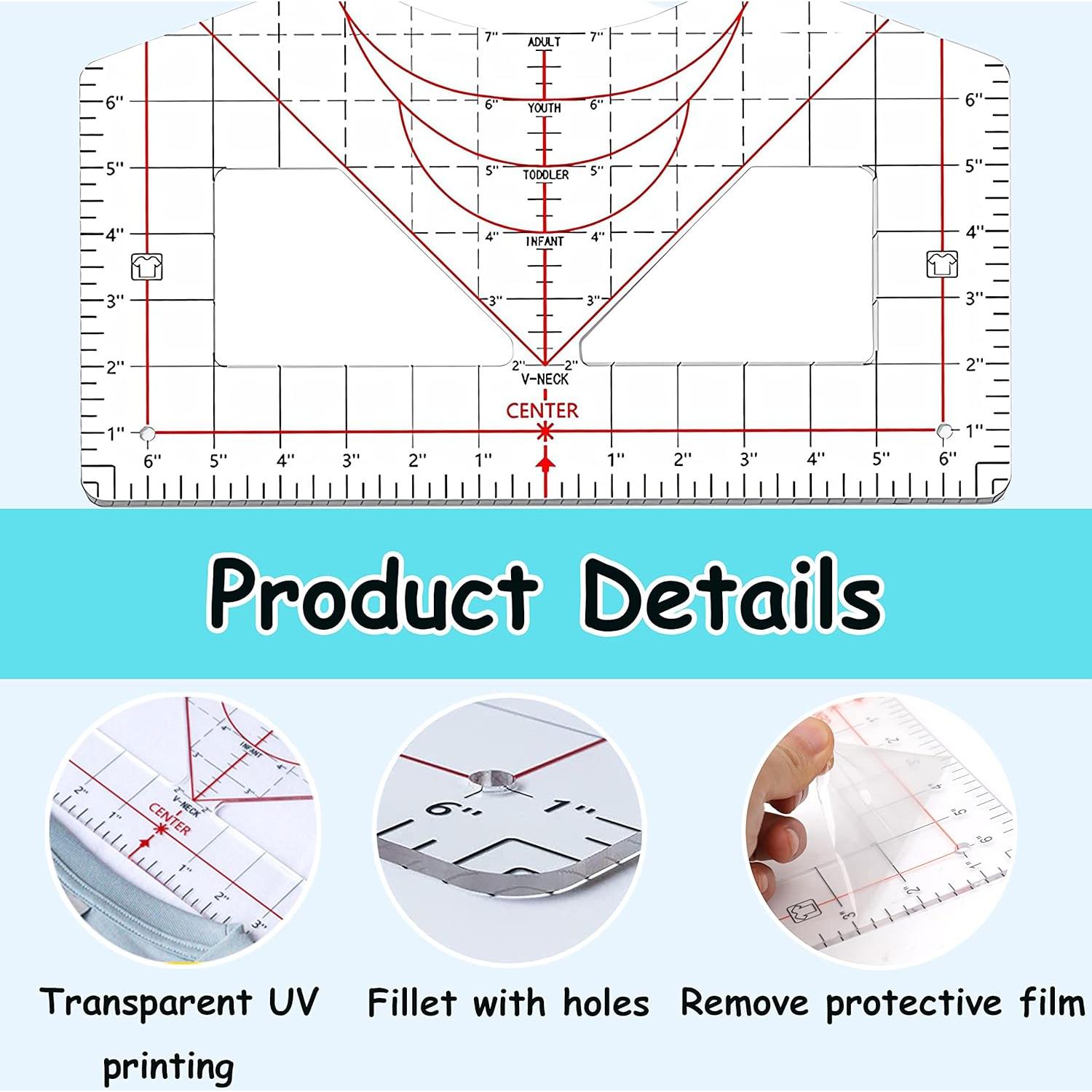 Guía de Regla para Camisetas Auvoau - Alineación Vinilo 32.5cm
