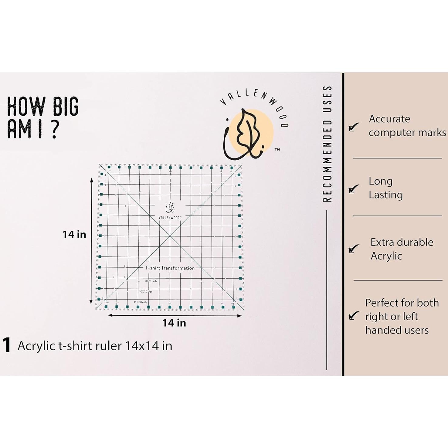 Regla de Transformación de Camisetas Vallenwood 14x14 cm