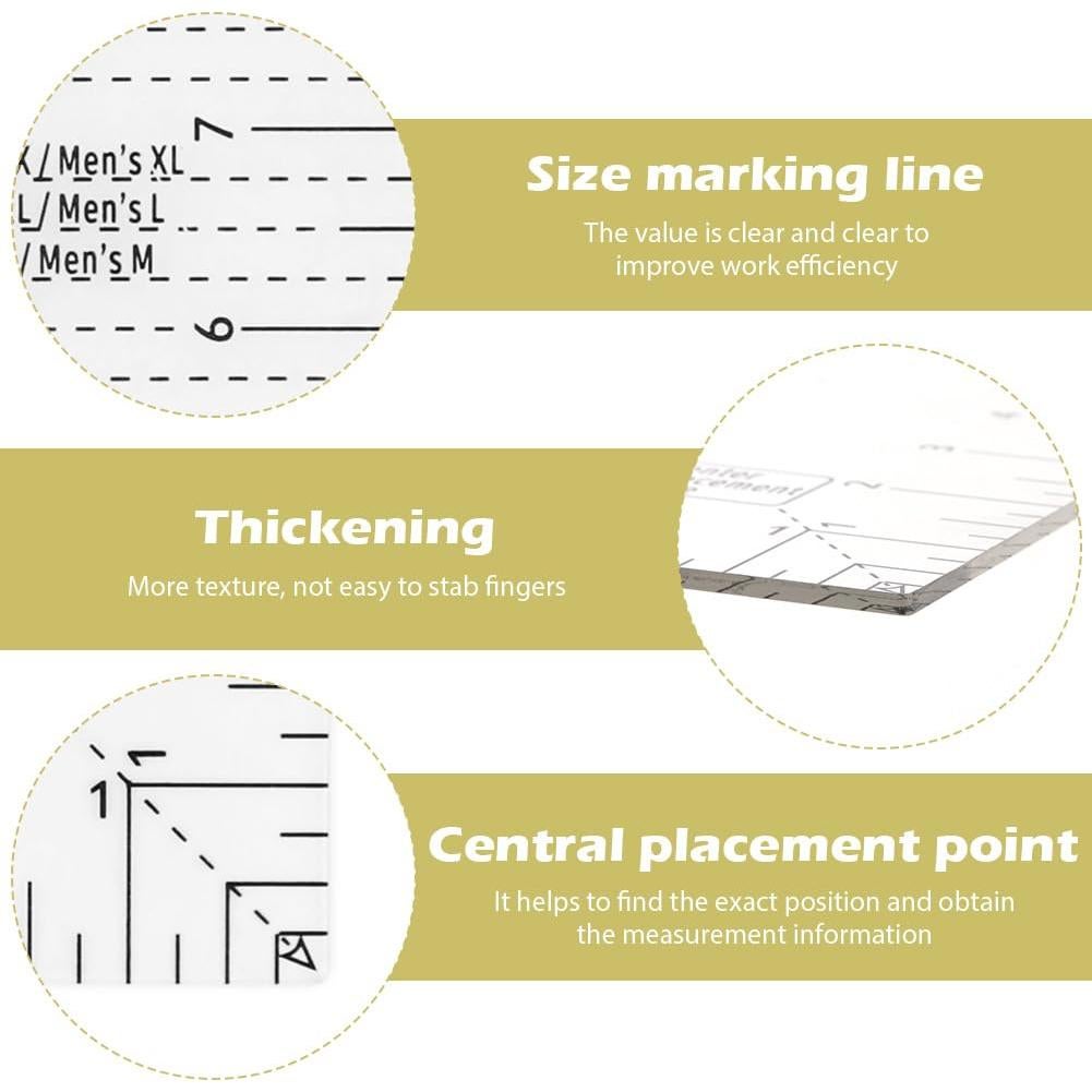 Regla de Alineación para Camisetas Ranjaner - Acrílico Transparente