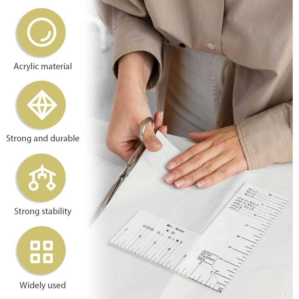 Regla de Alineación para Camisetas Ranjaner - Acrílico Transparente