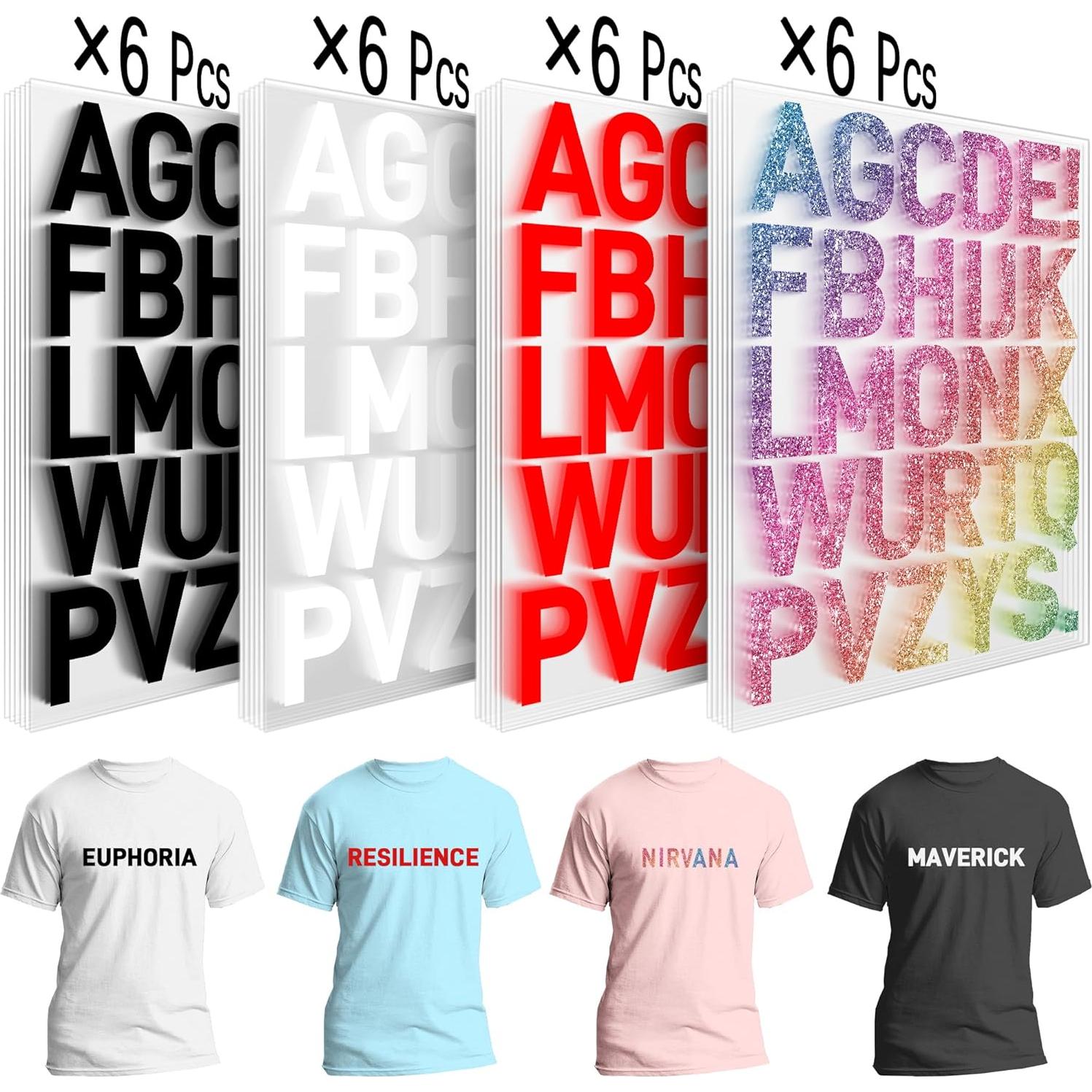 Letras Termoadhesivas para Ropa Flowing Fun - 24 Hojas Vinilo