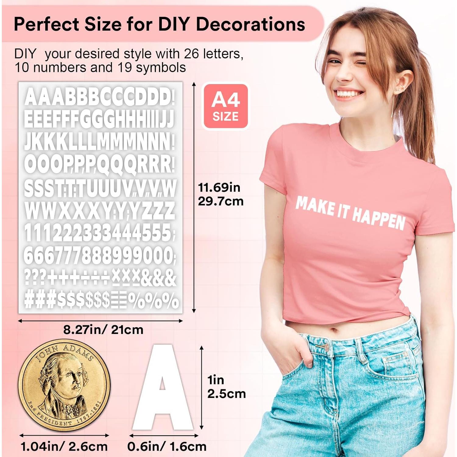 5 Hojas Letras y Números Termoadhesivos Comkrivy 830 Piezas