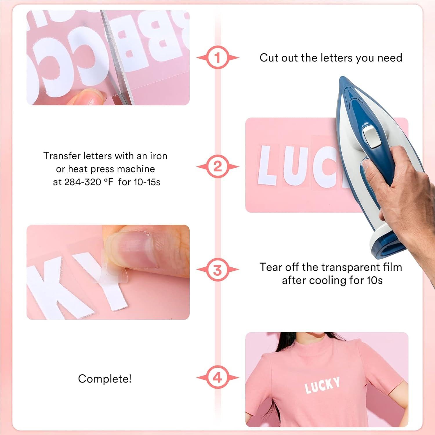 5 Hojas Letras y Números Termoadhesivos Comkrivy 830 Piezas