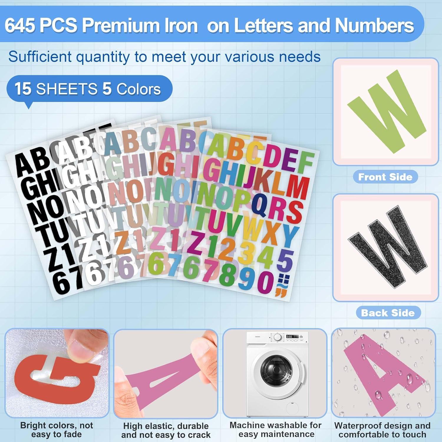 Letras y Números de Planchar Craftizon - 645 Piezas 5.08 cm