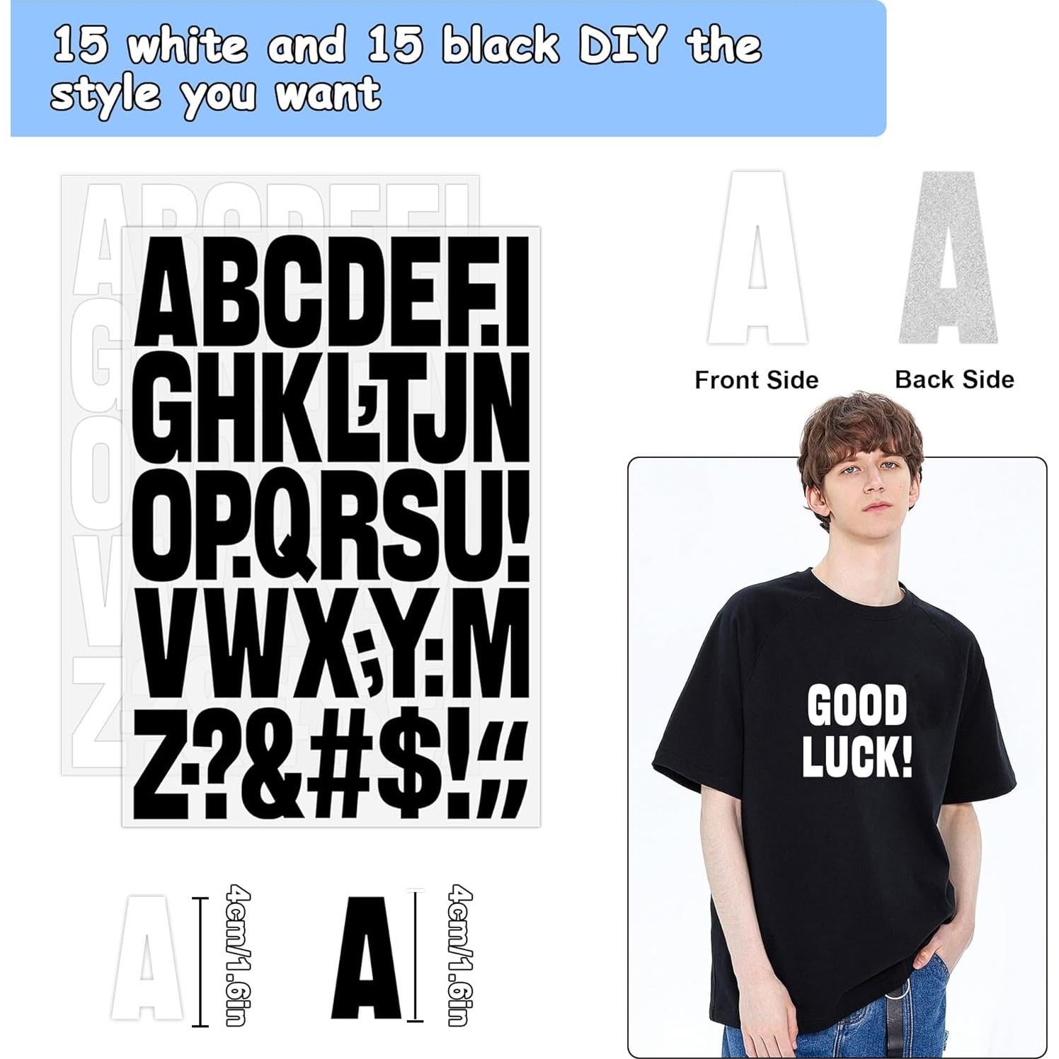 30 Hojas Letras Termoadhesivas Huimdery 1200 Pcs Vinilo 4.06 cm