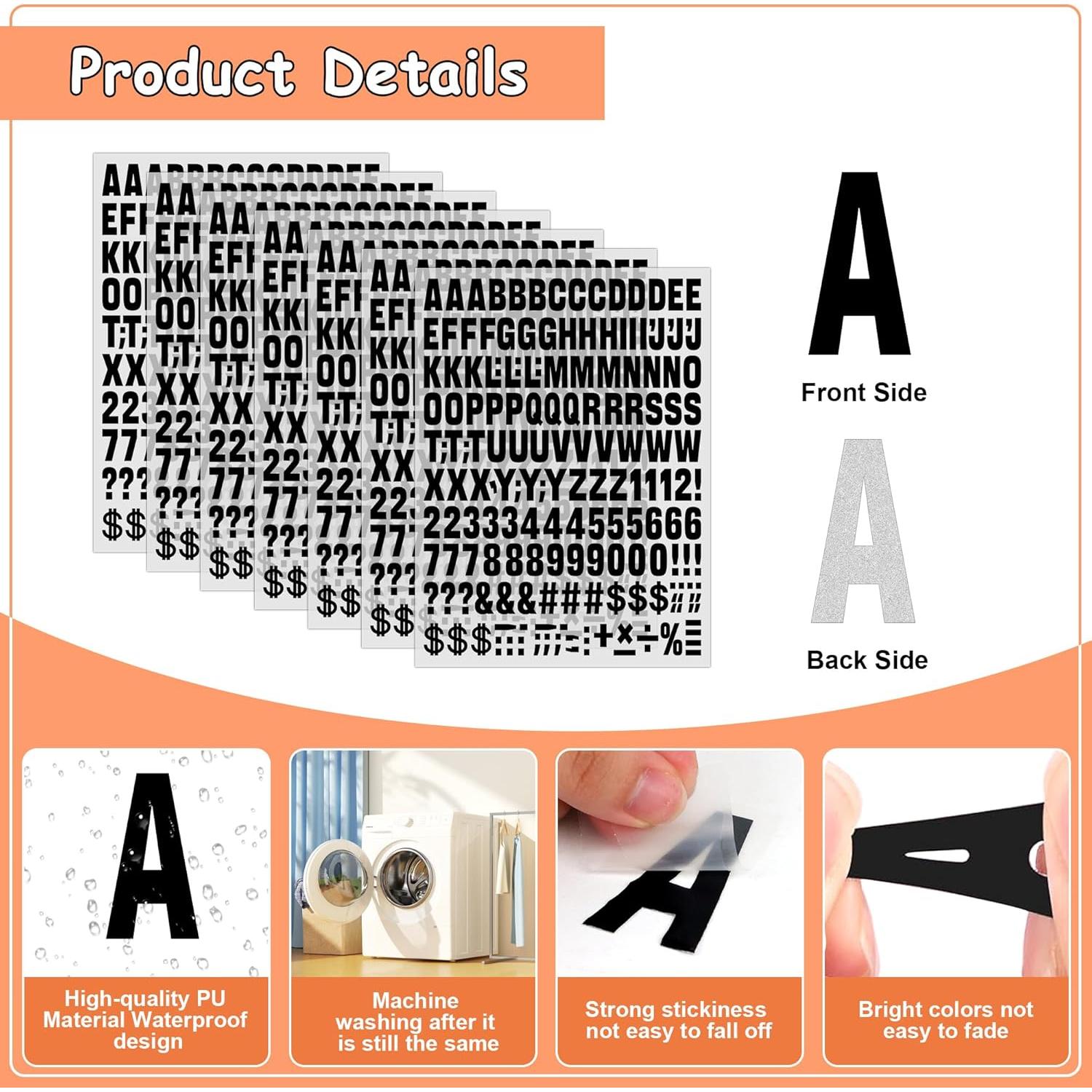 Set de Letras y Números de Planchar Metsyth 2088 Piezas Negro