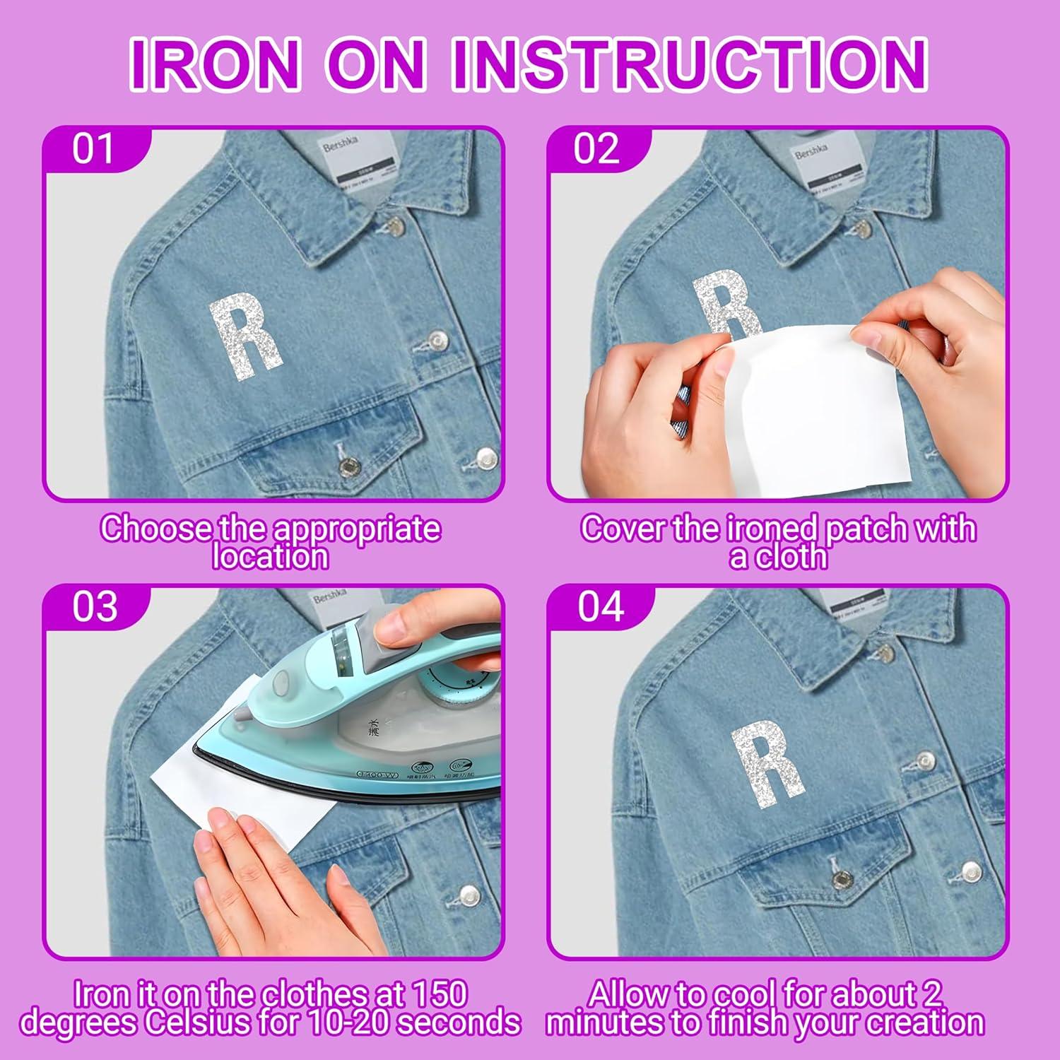 52 Letras Termoadhesivas Brillantes LUHIMO A-Z para Ropa