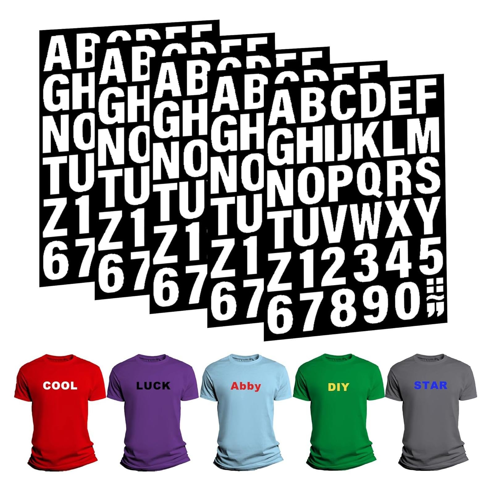 215 Piezas Letras de Hierro LONGMUU para Ropa 5 Hojas Vinilo