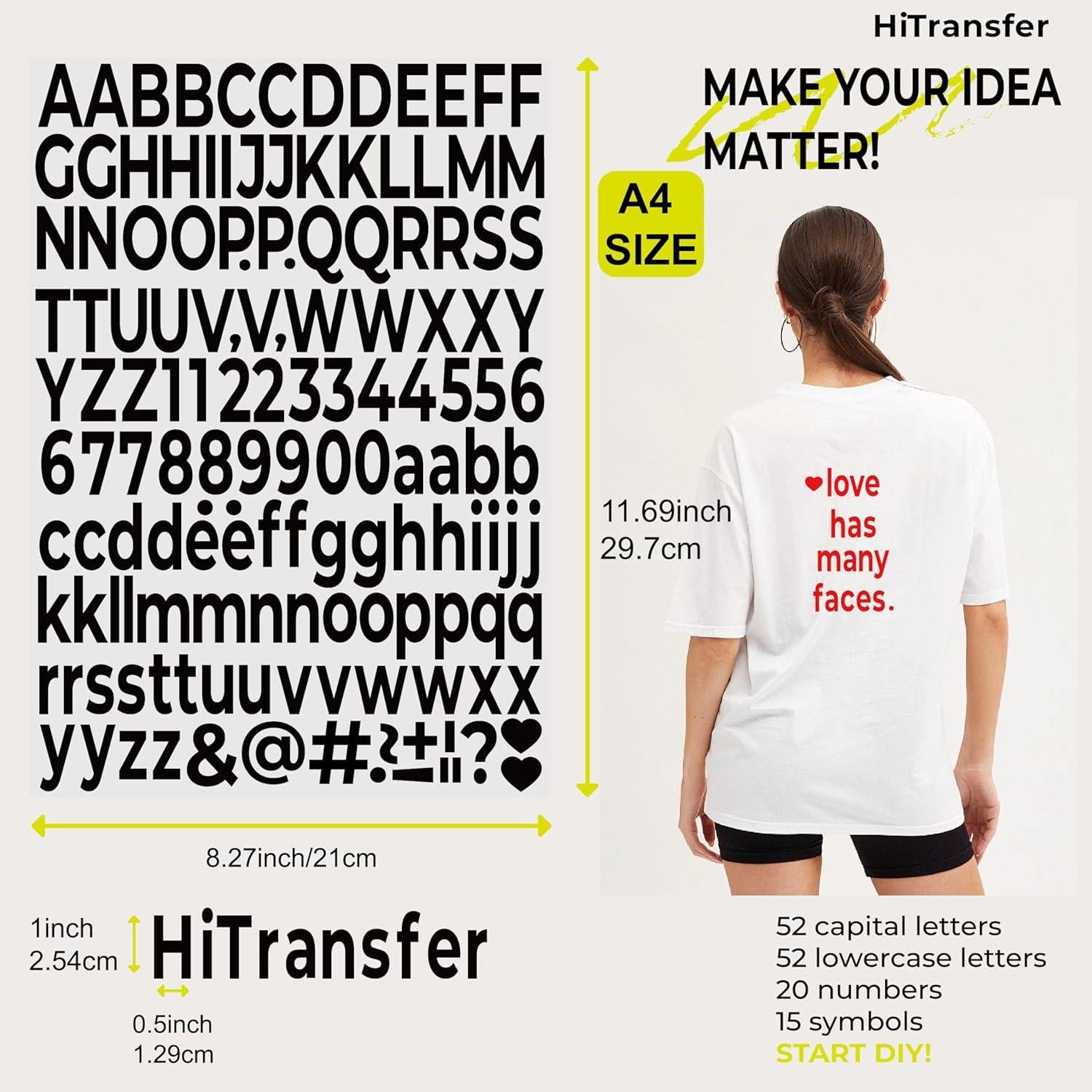 Letras y Números de Planchar HiTransfer 1390 Piezas Vinilo
