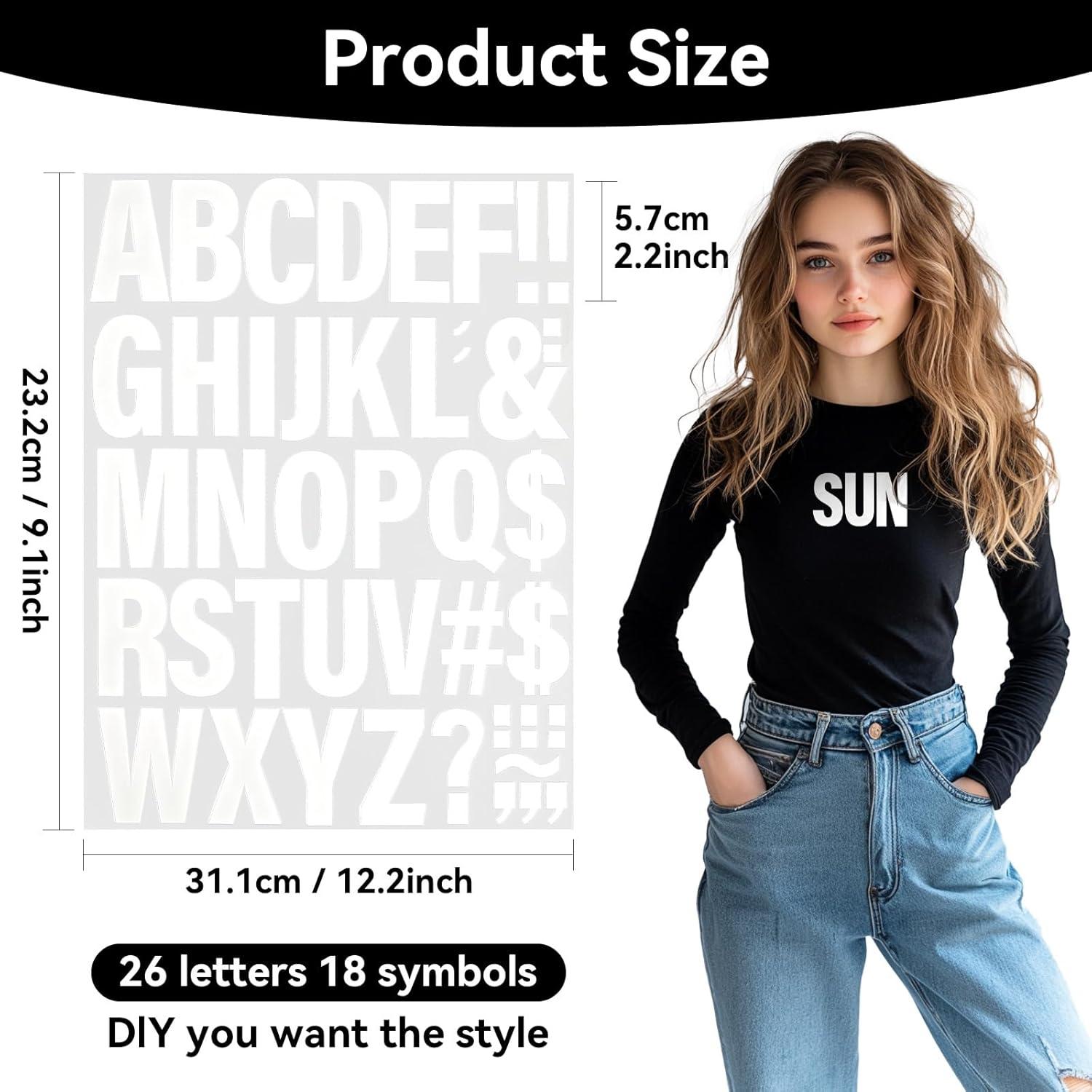 10 Hojas Letras Termoadhesivas CXWLJL Vinilo Blanco 440 Piezas