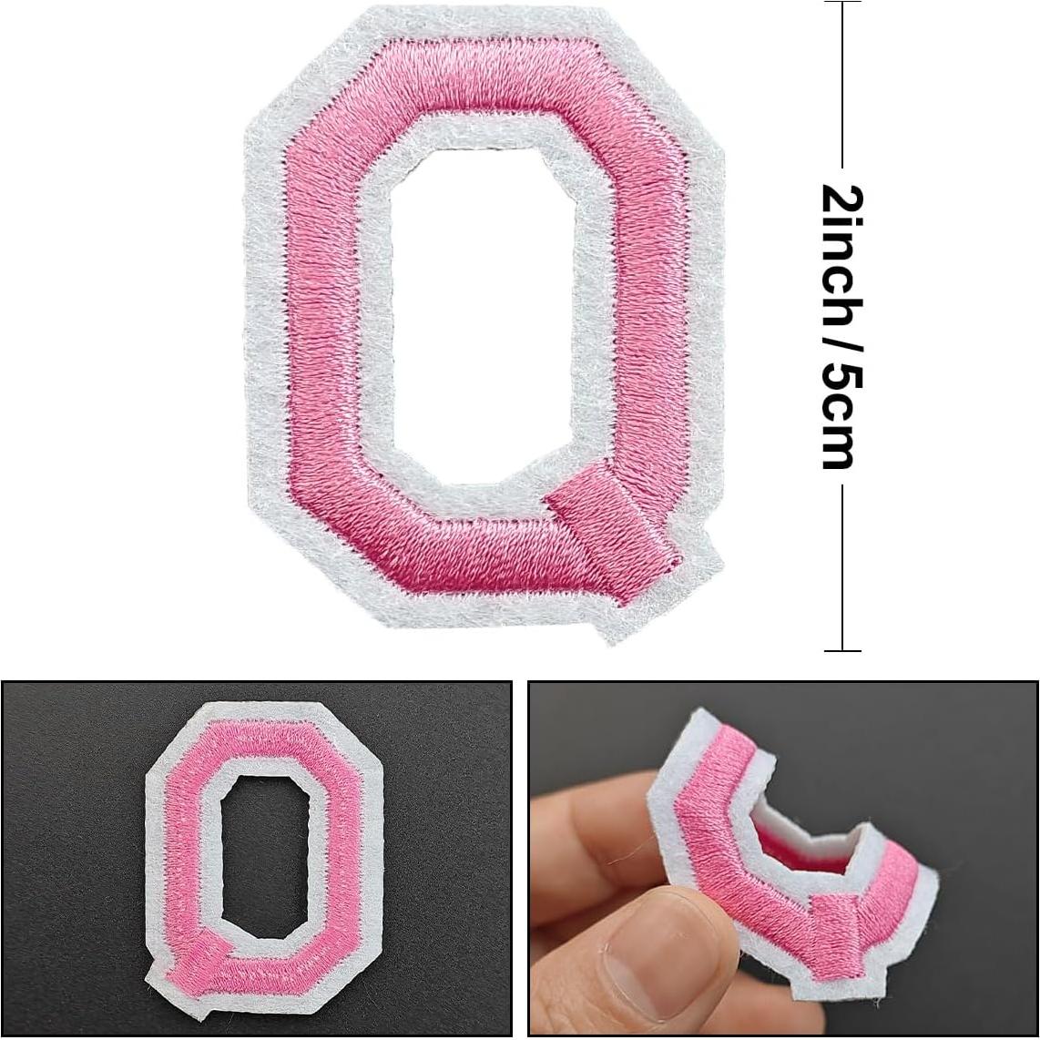 Parche de Letras Planchar ZESION 52 Pcs Rosa 3.81x3.30 cm