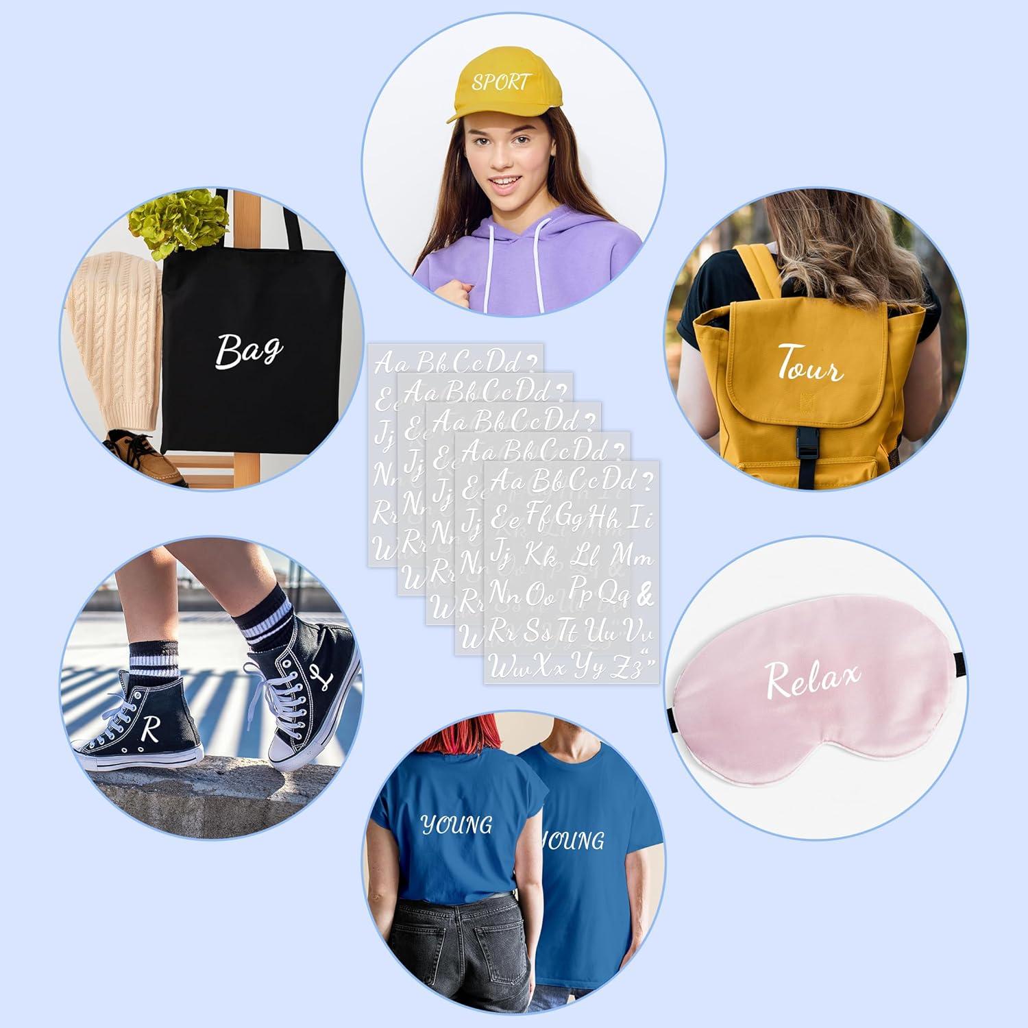 5 Hojas Letras de Planchar LUHIMO 280 Piezas Vinilo Blanco