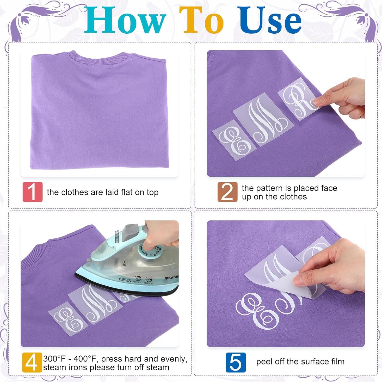 Letras Termoadhesivas Fullhawl 104 Pcs para Ropa - Negro