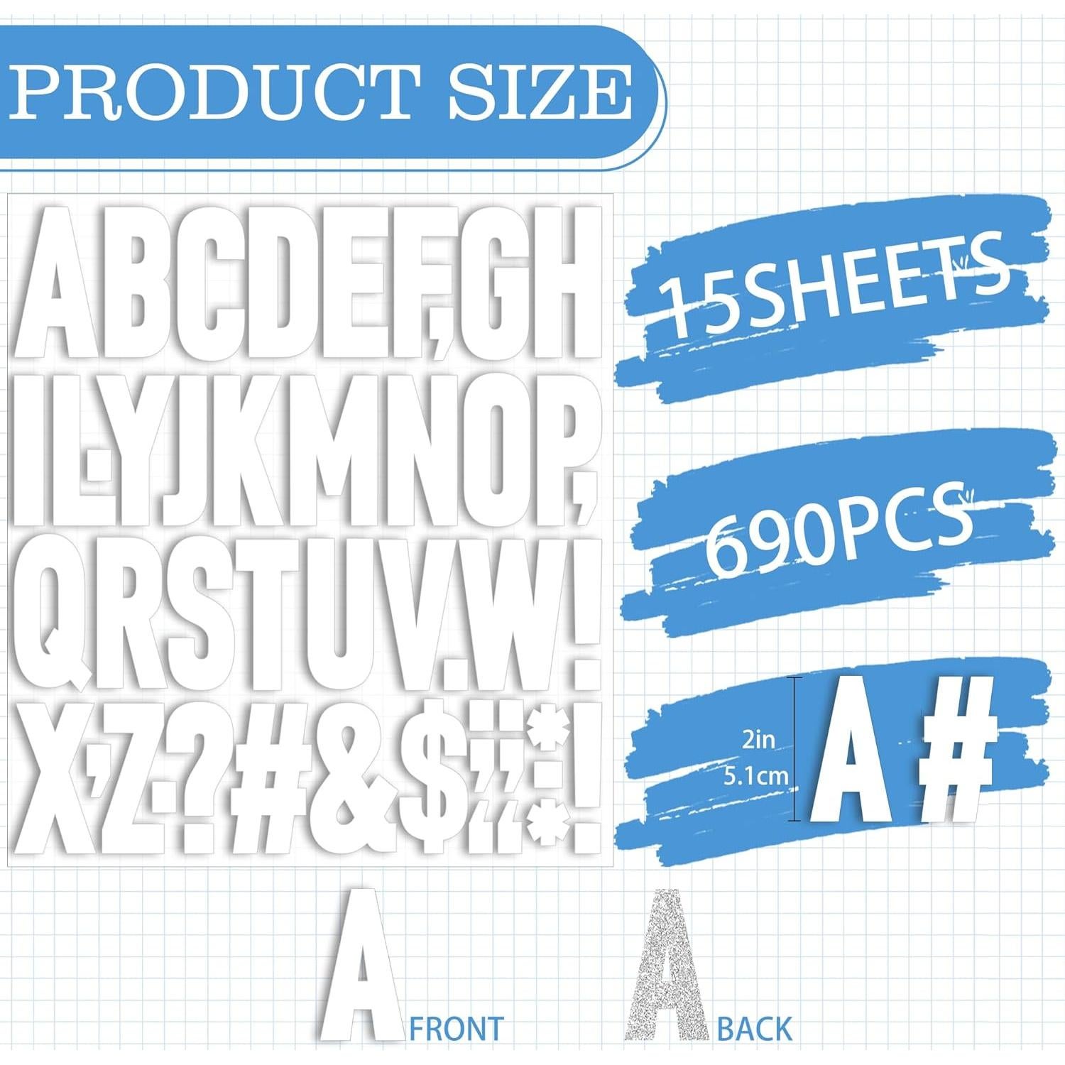 15 Hojas Letras de Vinilo para Planchar Huimdery 2 Pulgadas
