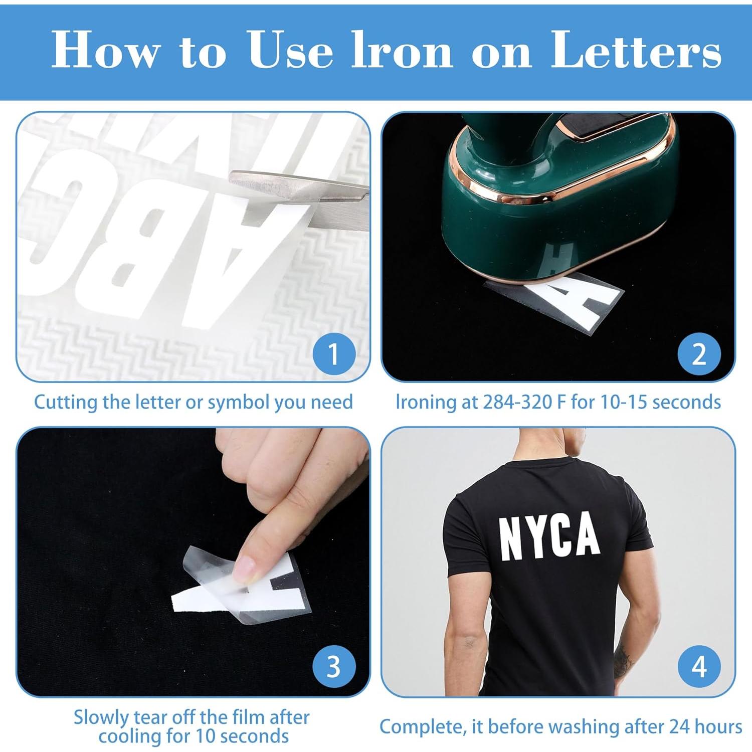 15 Hojas Letras de Vinilo para Planchar Huimdery 2 Pulgadas