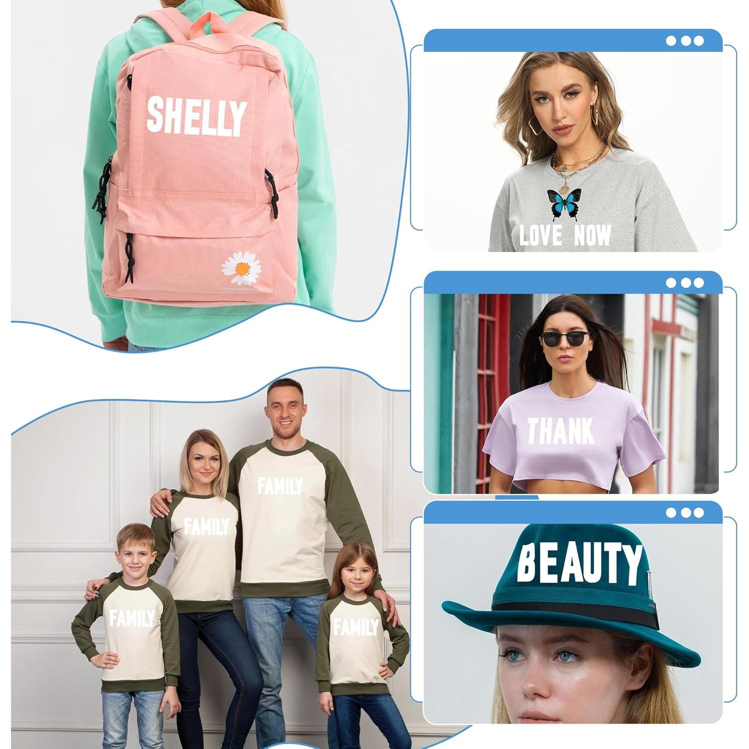 15 Hojas Letras de Vinilo para Planchar Huimdery 2 Pulgadas