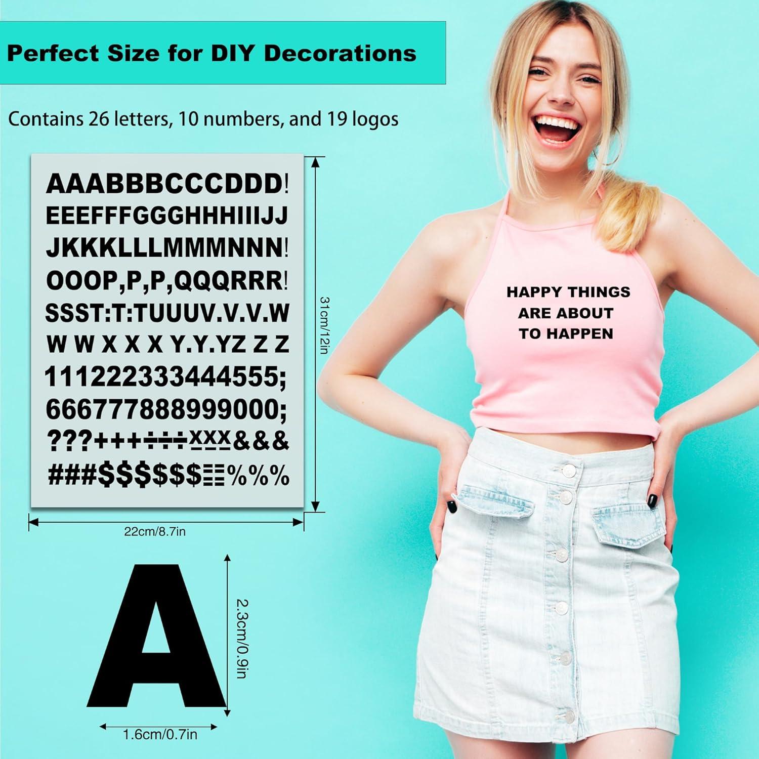 Juego de Letras de Transferencia de Calor JIADAOMN 830 Pcs Negro