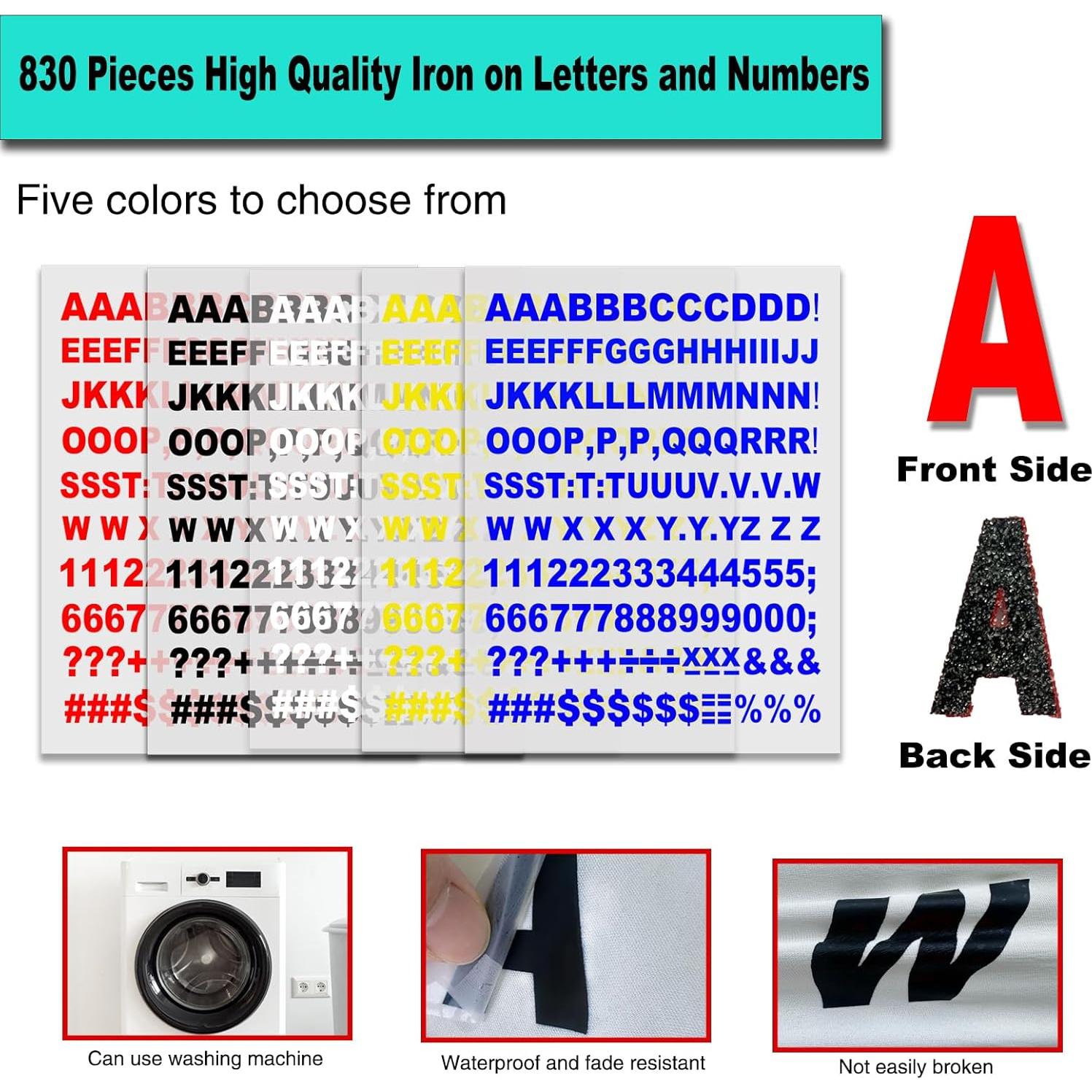 Juego de Letras de Transferencia de Calor JIADAOMN 830 Pcs Negro