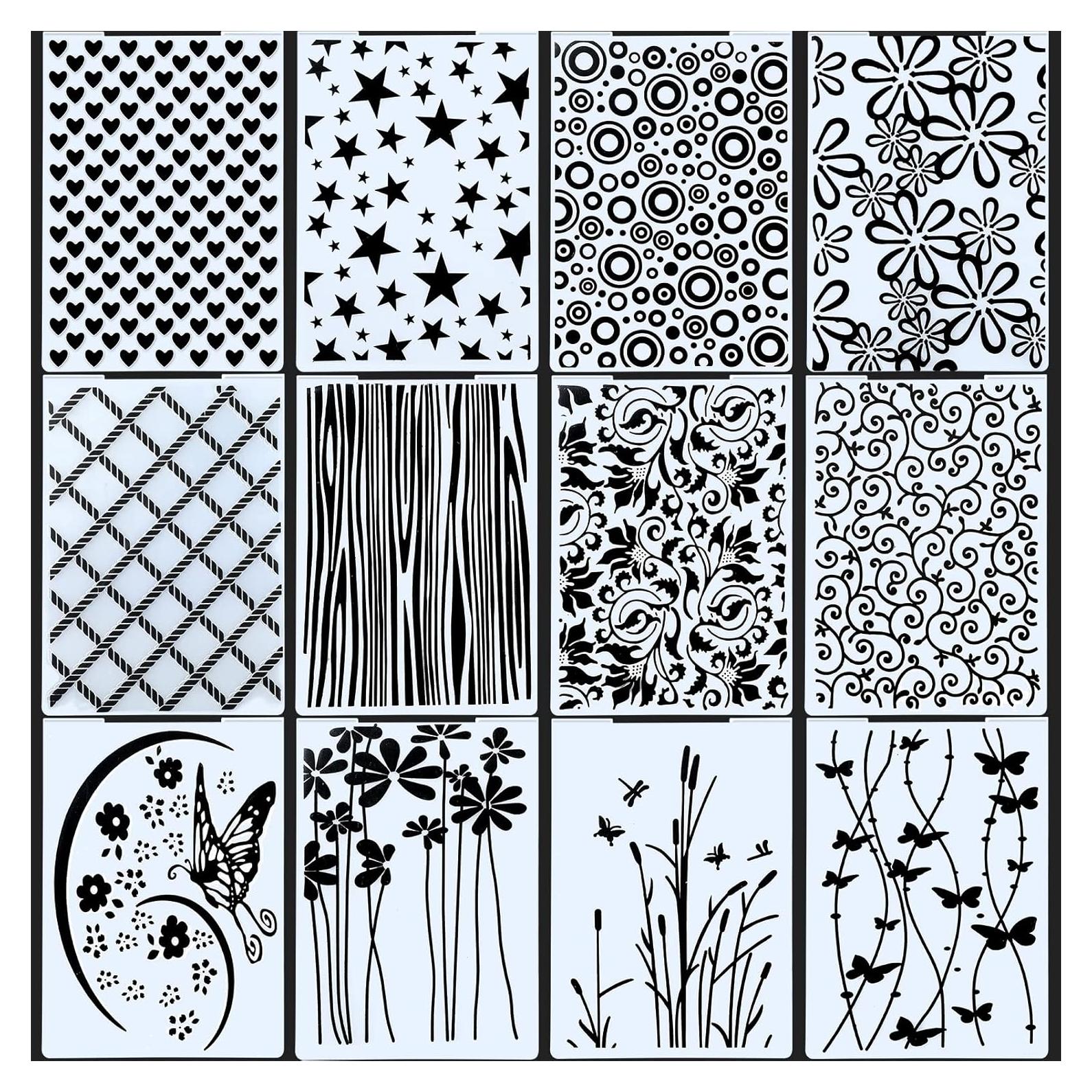 12 Plantillas de Embossing Chengu para Manualidades 29.5x10.5cm