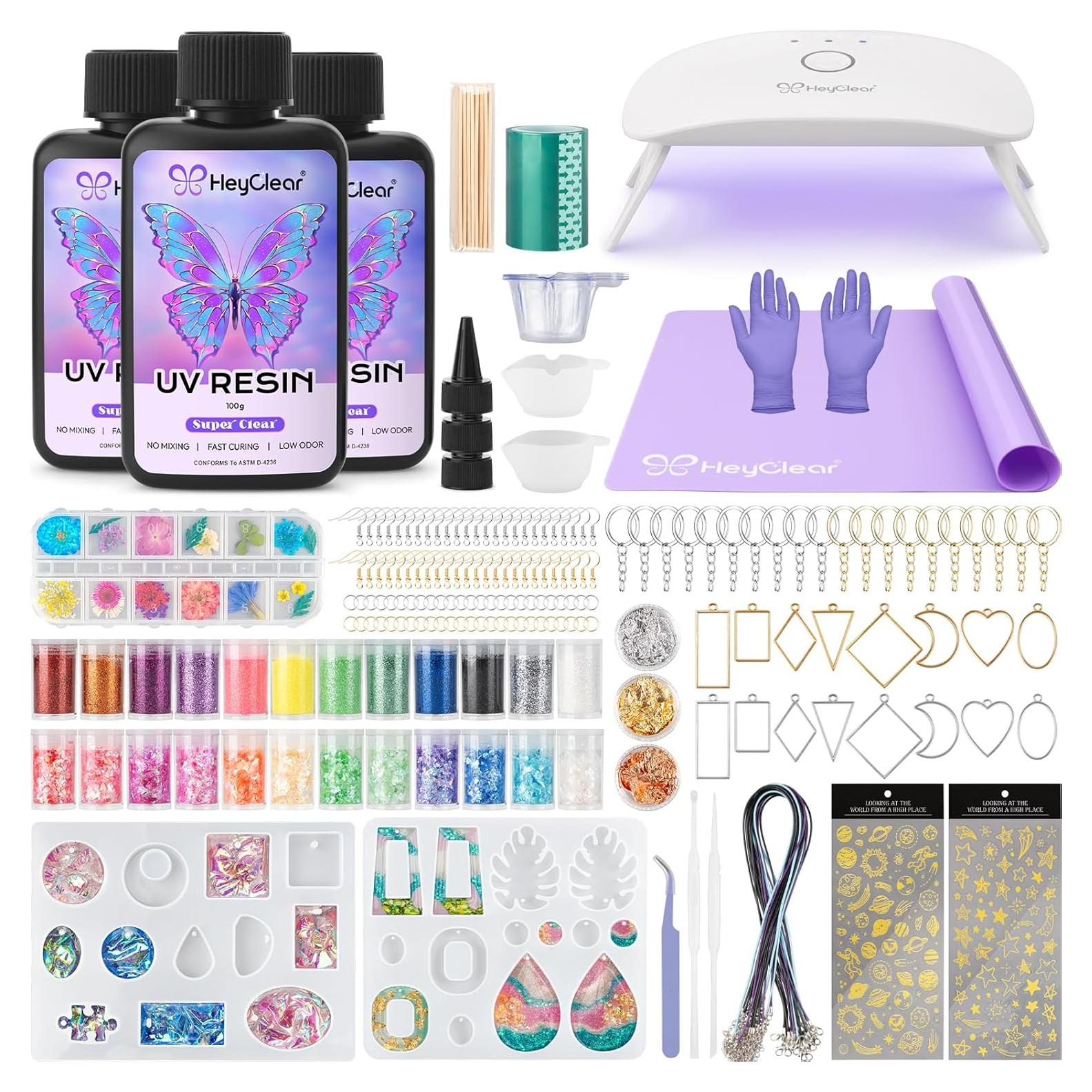 Kit de Resina UV HeyClear 300g para Joyería - Bajo Olor y Rápido Curado