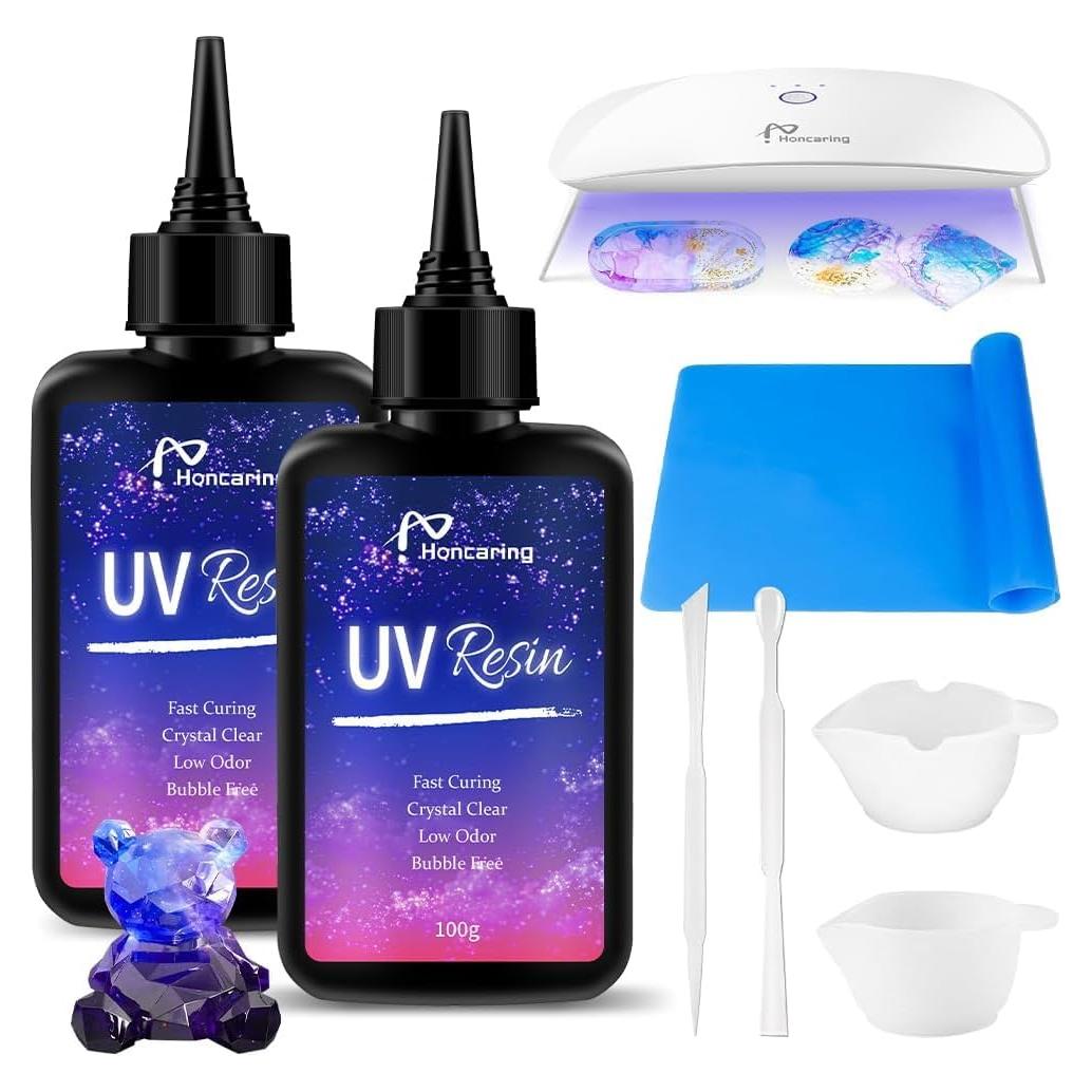 Kit de Resina UV 200g Honcaring con Luz UV y Accesorios