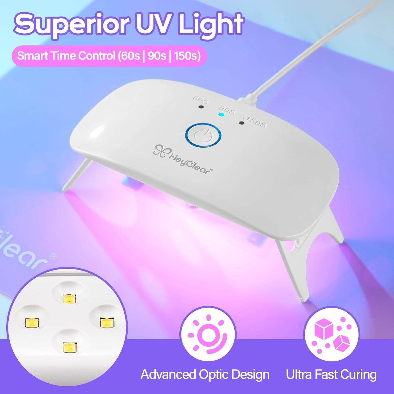 Kit de Resina UV HeyClear 200g con Luz UV y Moldes DIY