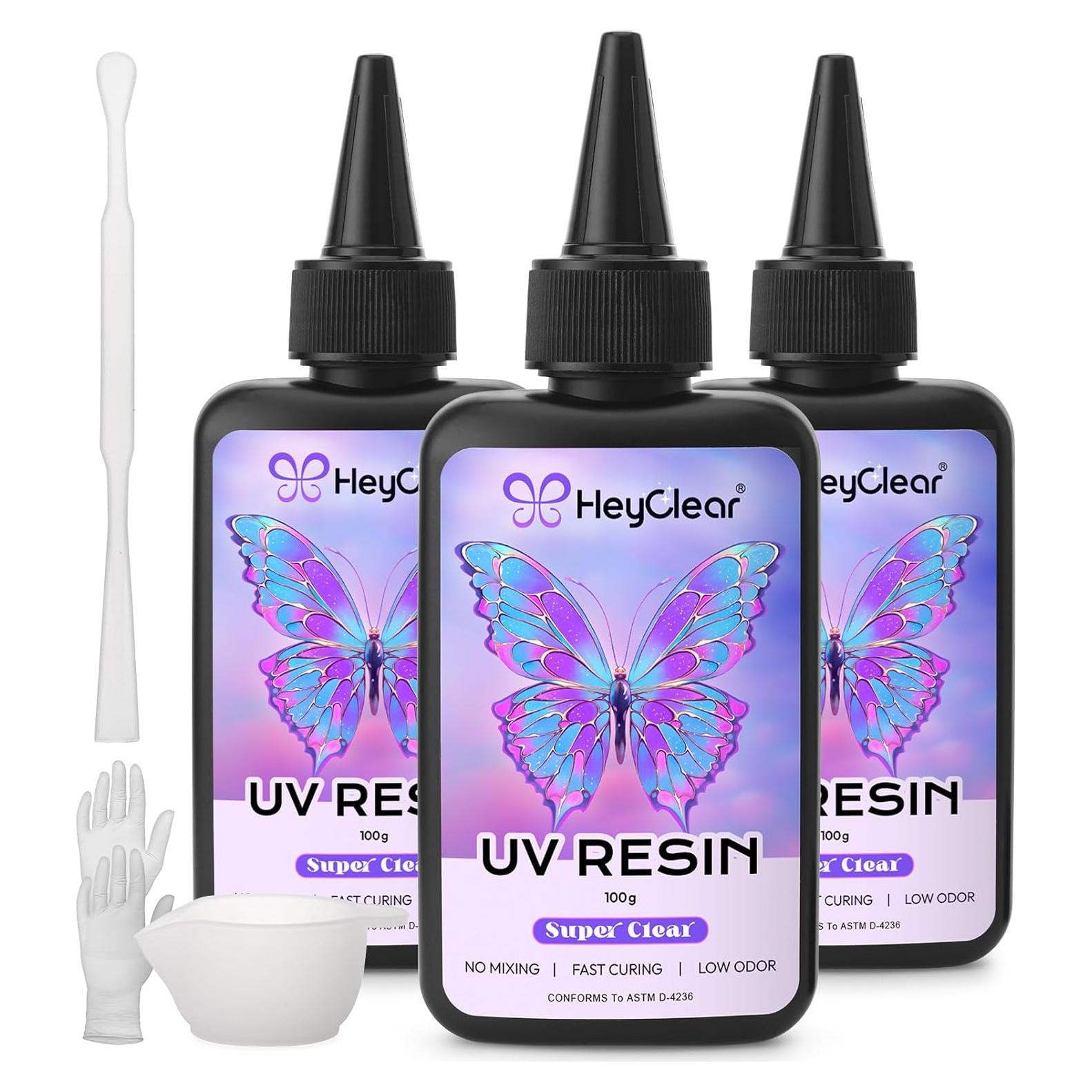 Kit de Resina UV 300g HeyClear - Epoxi Clara y Dura para Manualidades